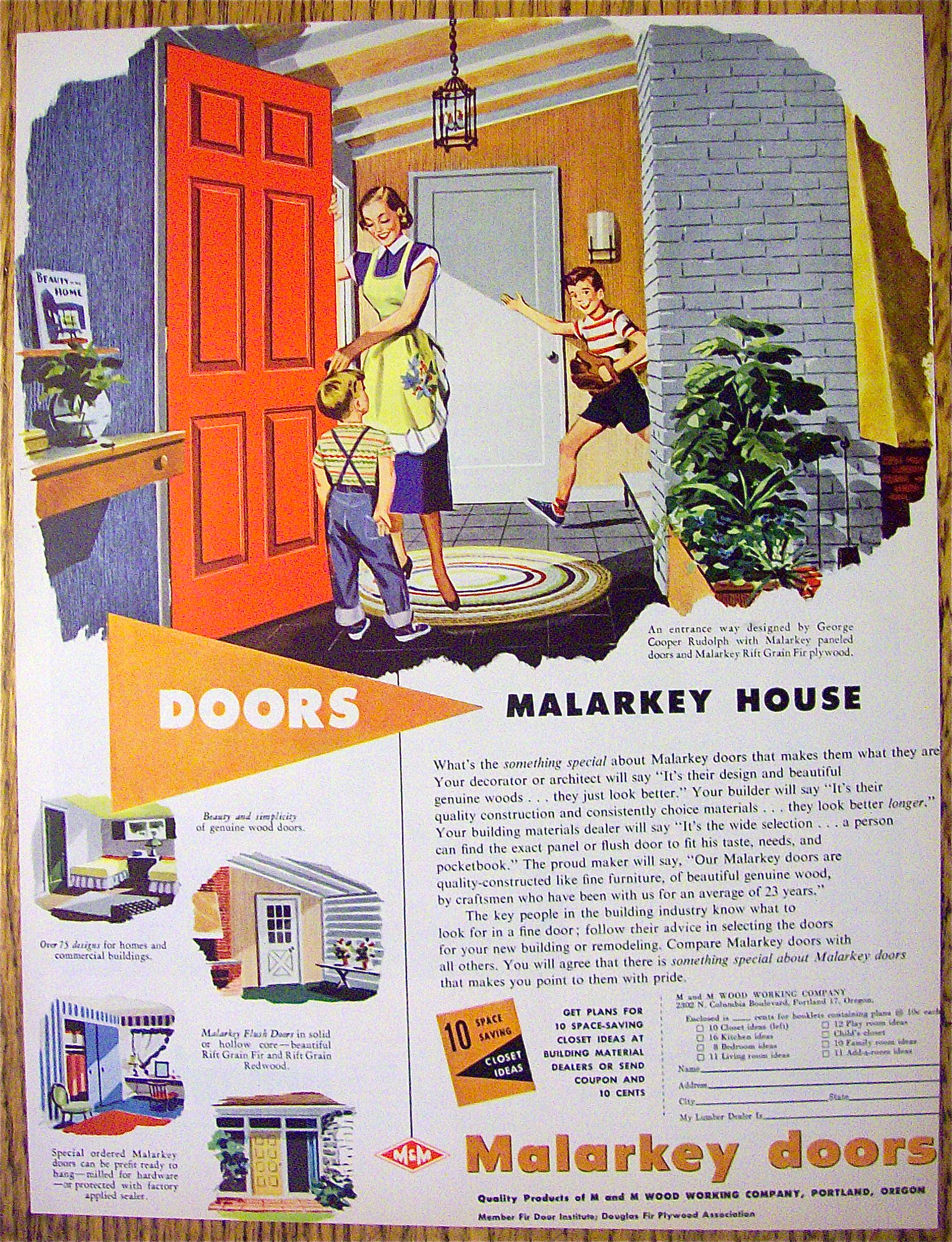 1952 Malarkey Doors With Woman & Children