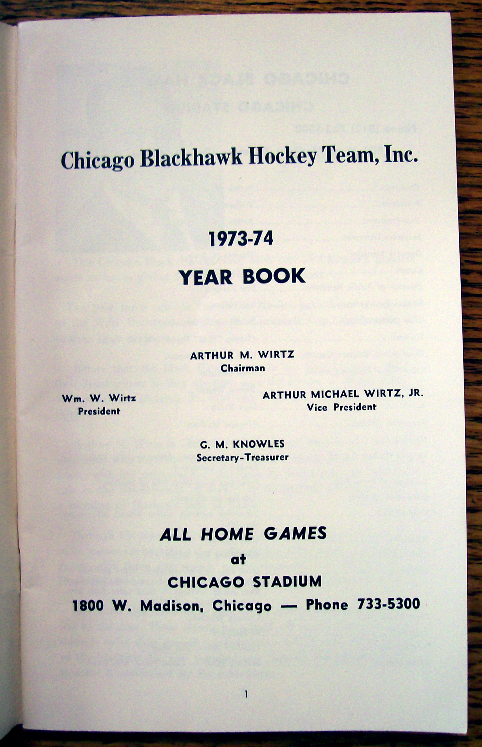 Chicago Blackhawks Yearbook 1973/1974
