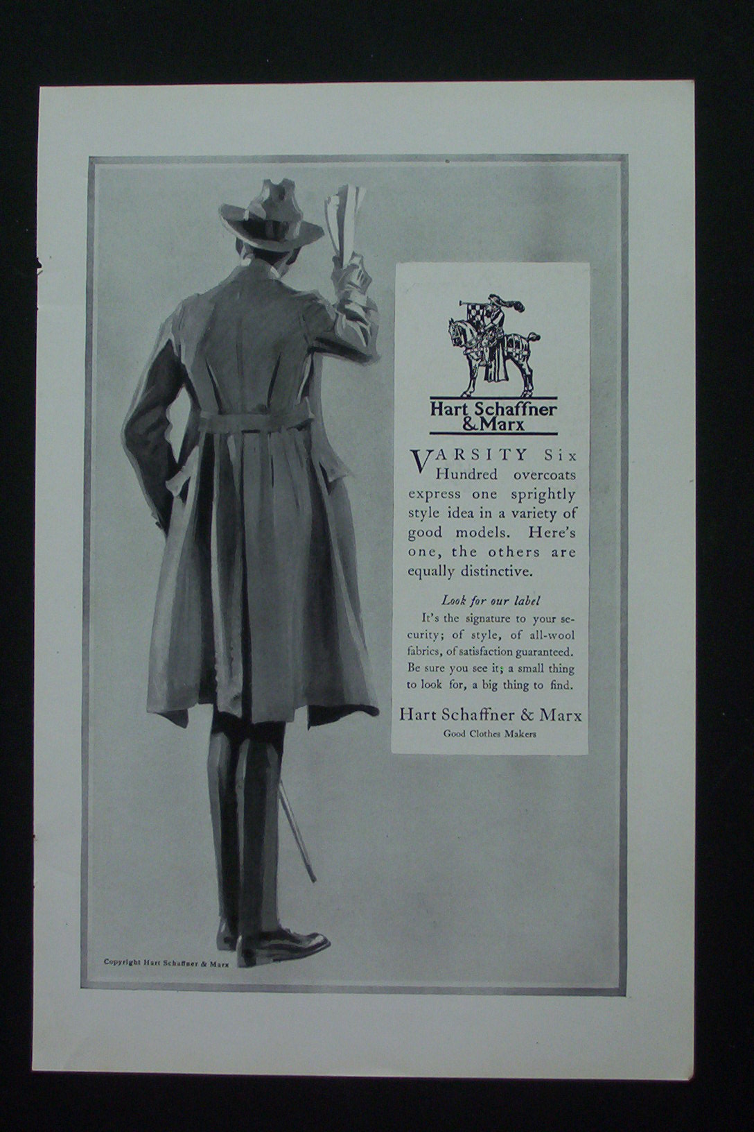 1917 Hart Schaffner & Marx with Man's Back