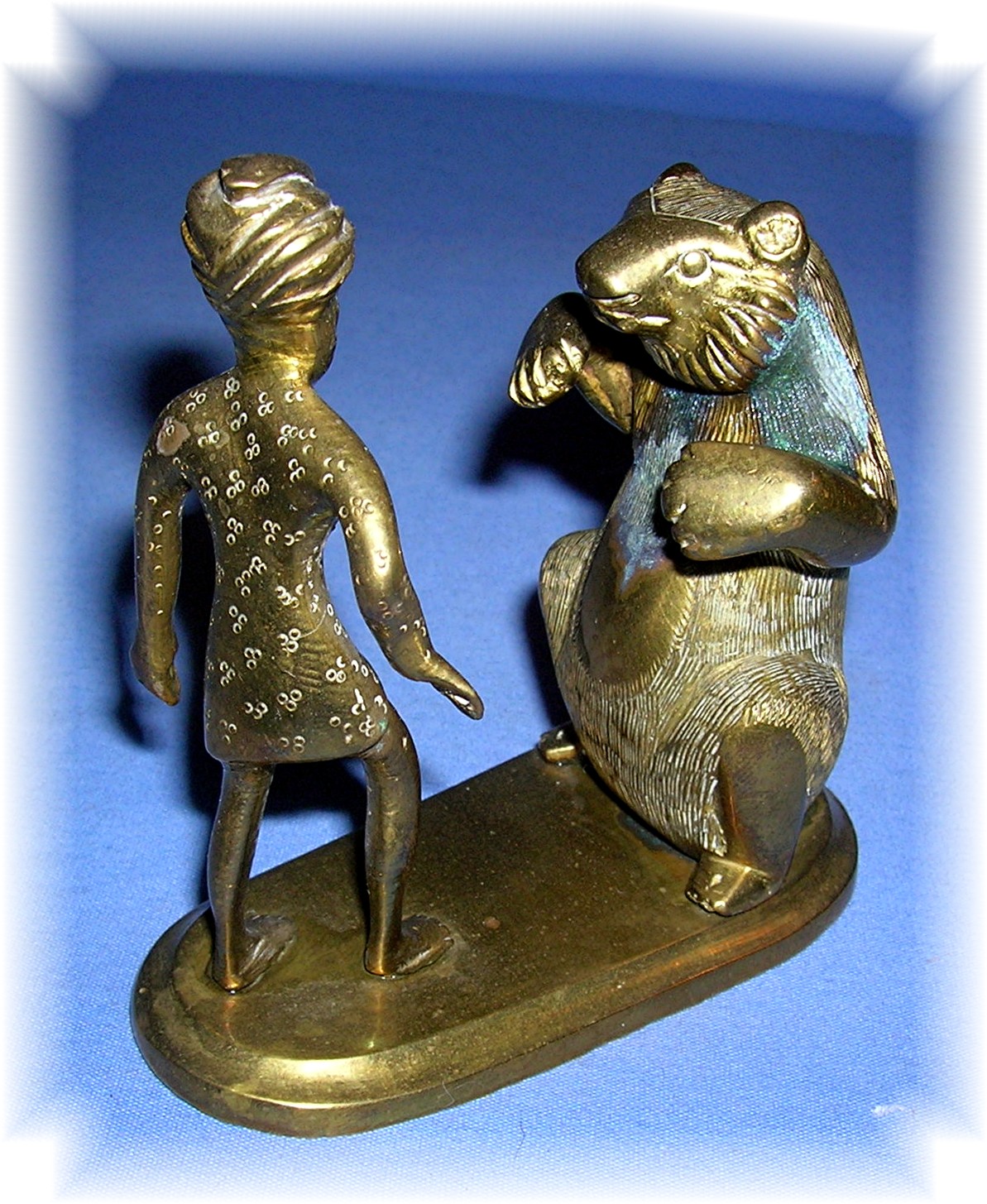 Brass Figurine Bear And Man - India ?