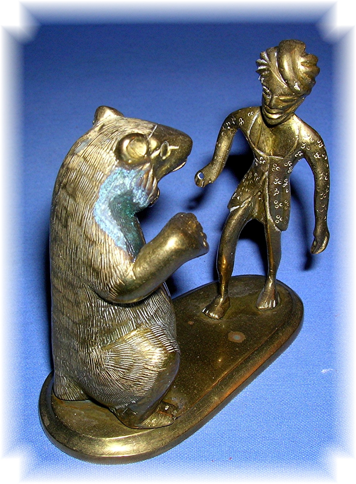 Brass Figurine Bear And Man - India ?