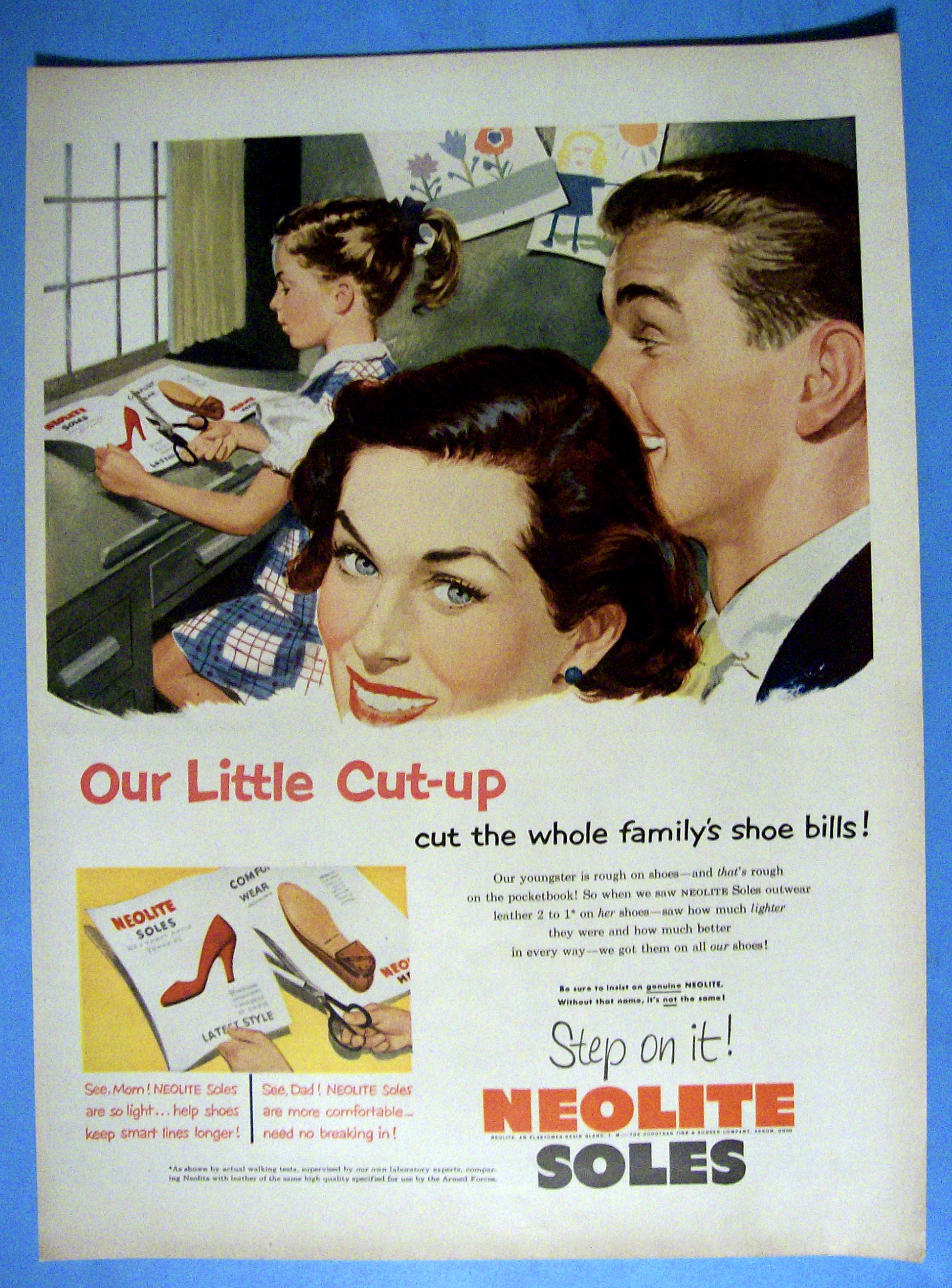 1952 Neolite Soles with Girl Cutting Paper