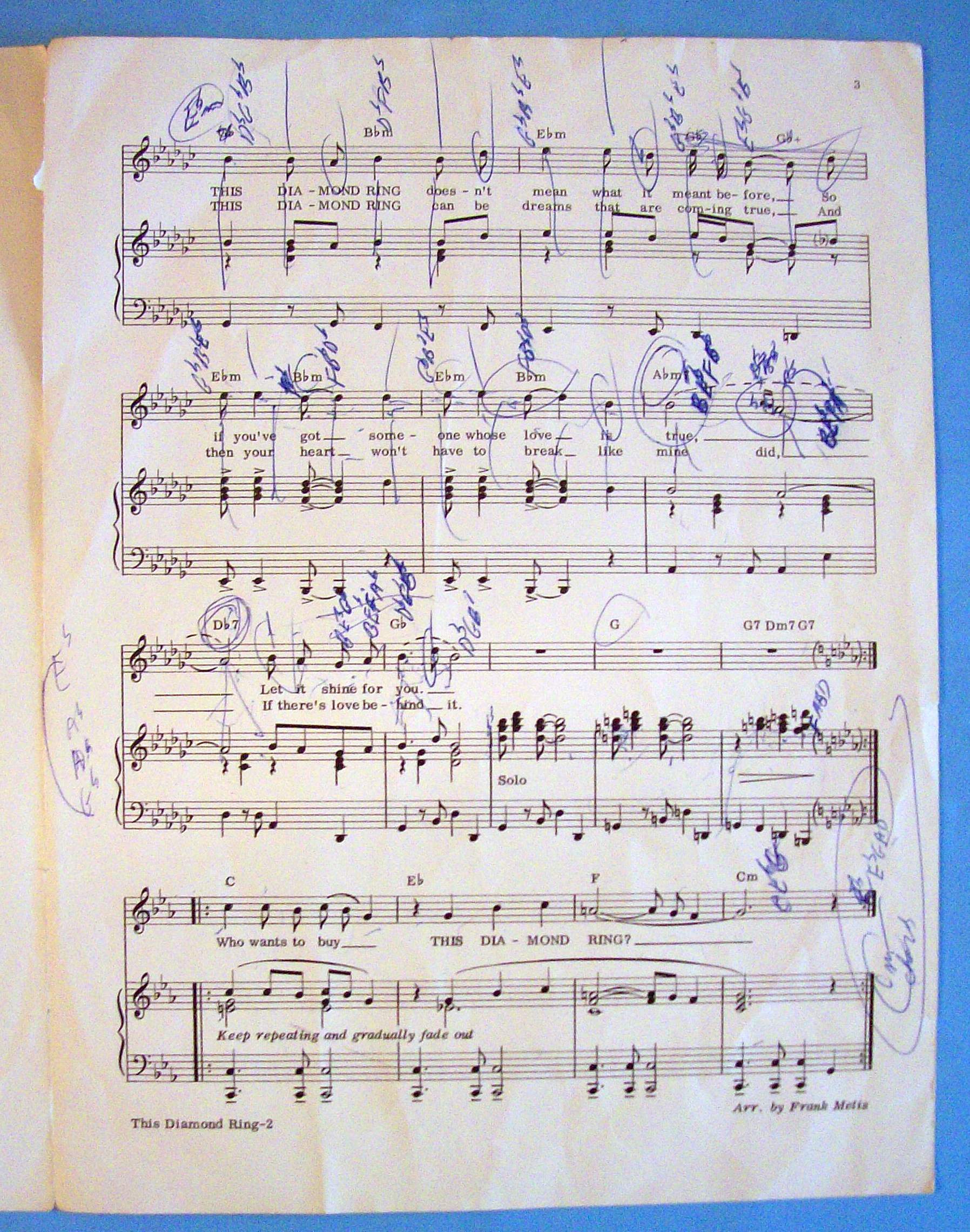 Sheet Music For 1965 This Diamond Ring
