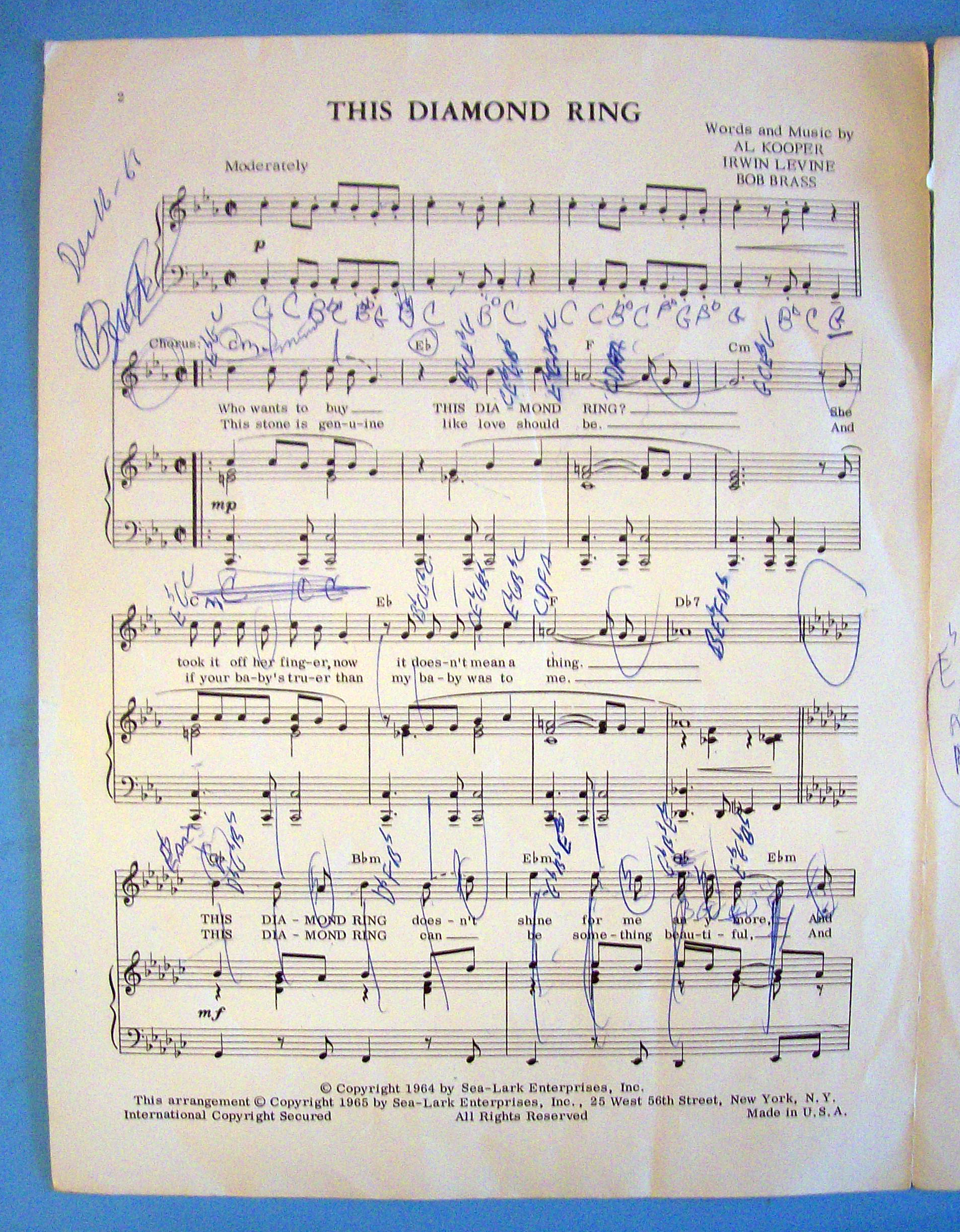 Sheet Music For 1965 This Diamond Ring