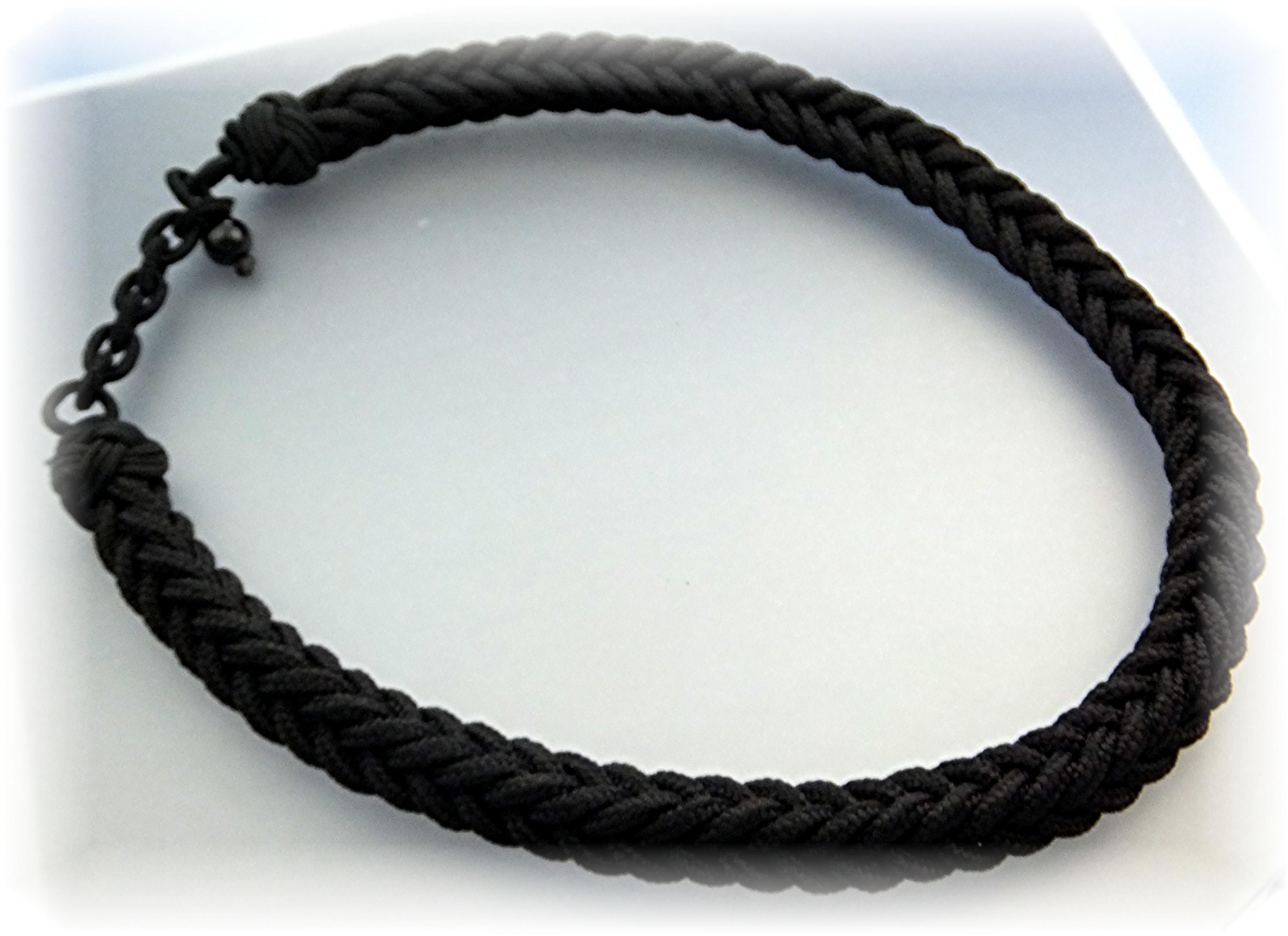 Necklace Black Cord Choker Hand Made
