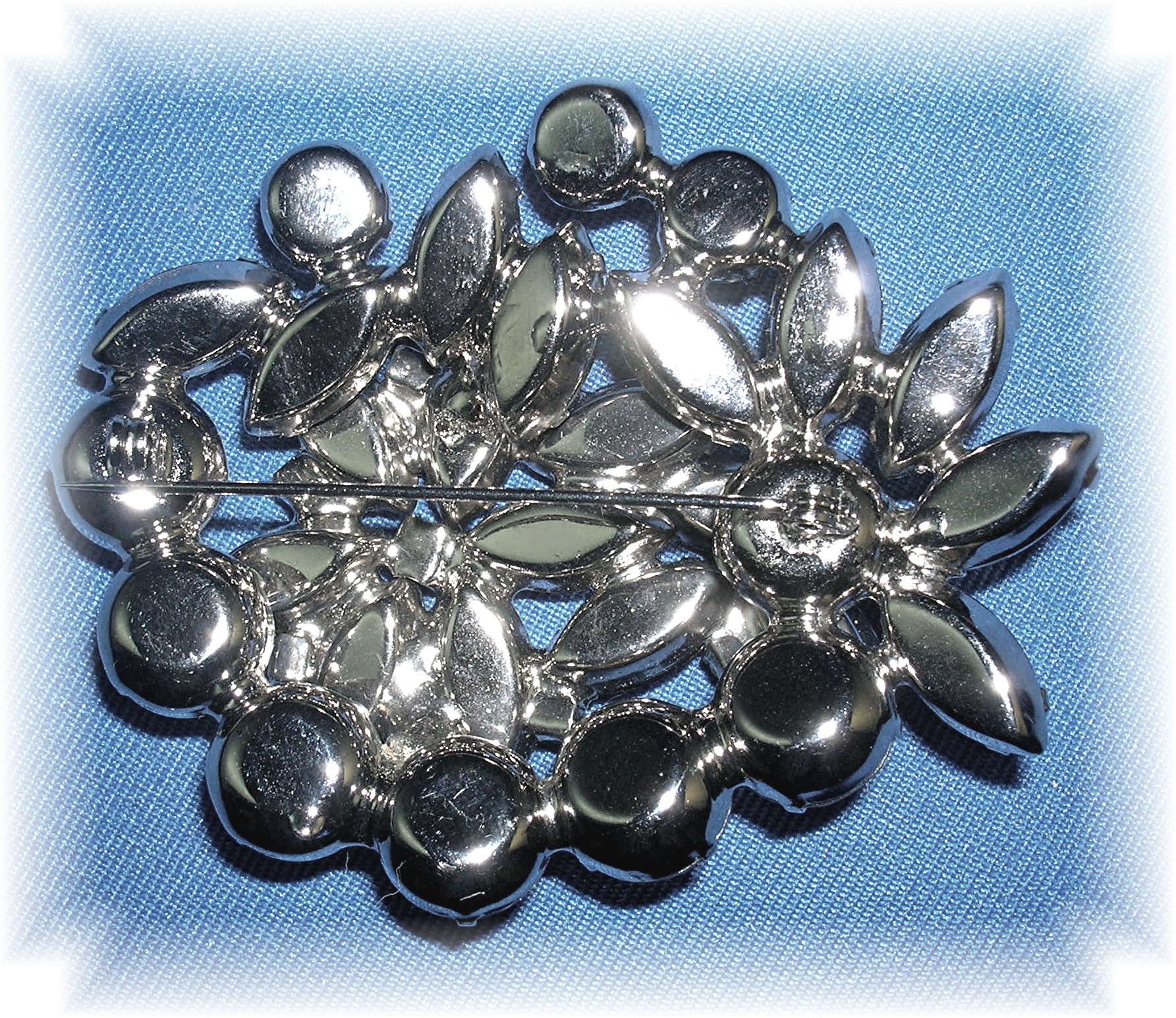 Black and White Crystal Double Flower Brooch