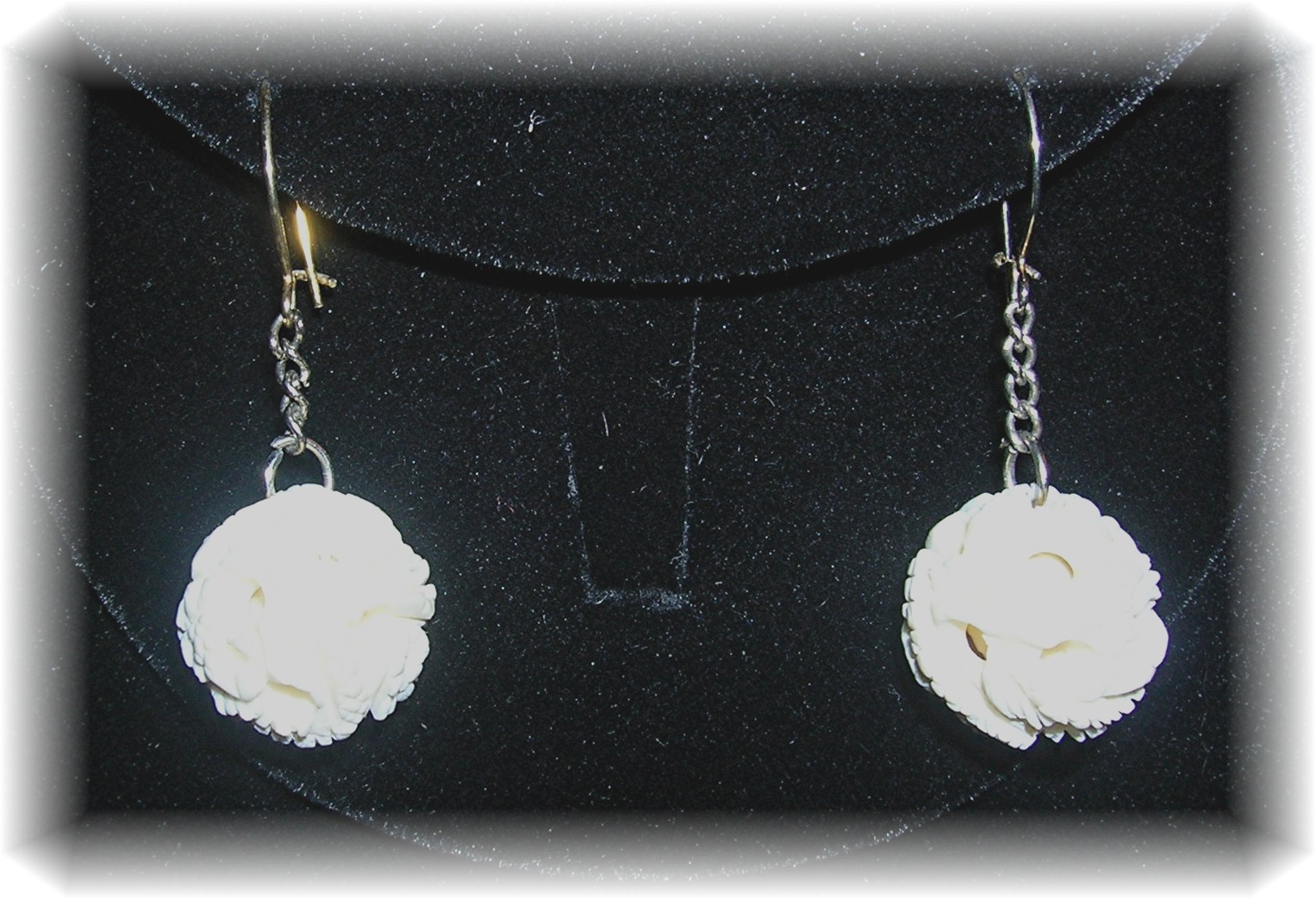 Bone Ivory Hand Carved  Pierced Earrings
