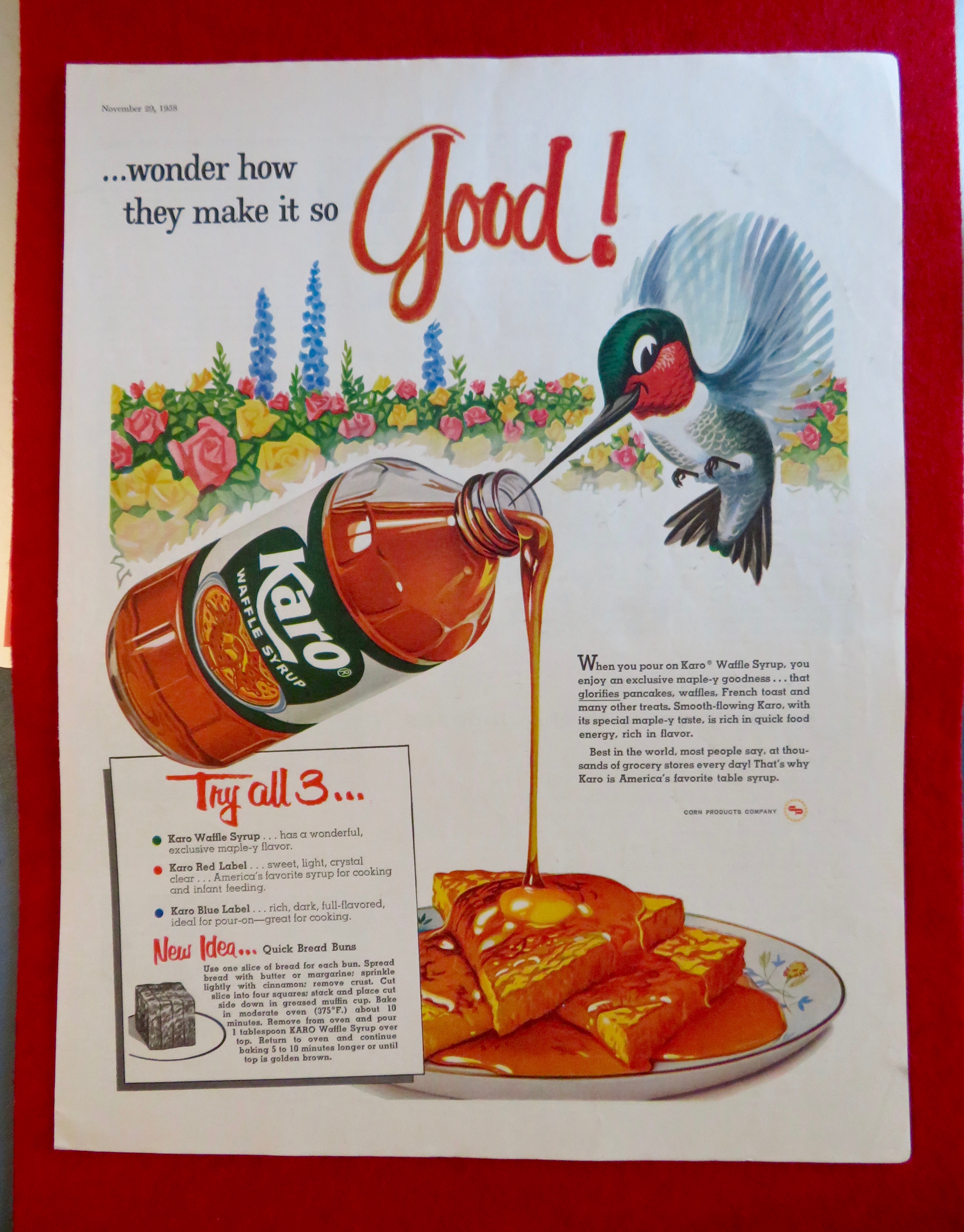 1958 Karo Syrup with Hummingbird's Beak In The Jar