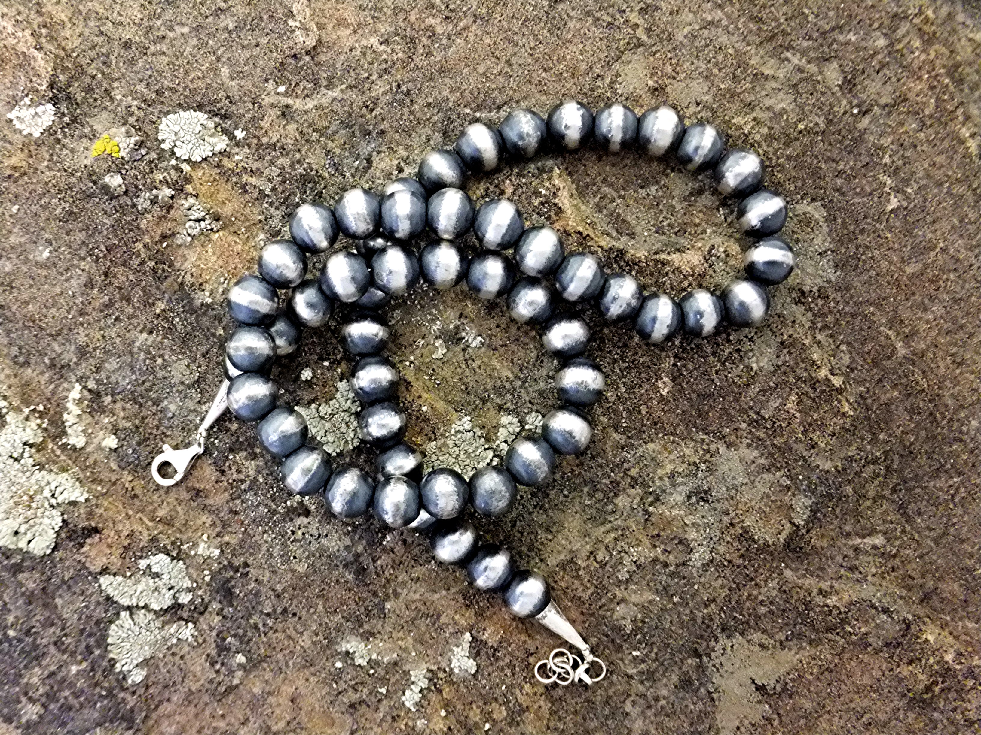 Navajo Pearls Sterling Silver Oxydized Beads