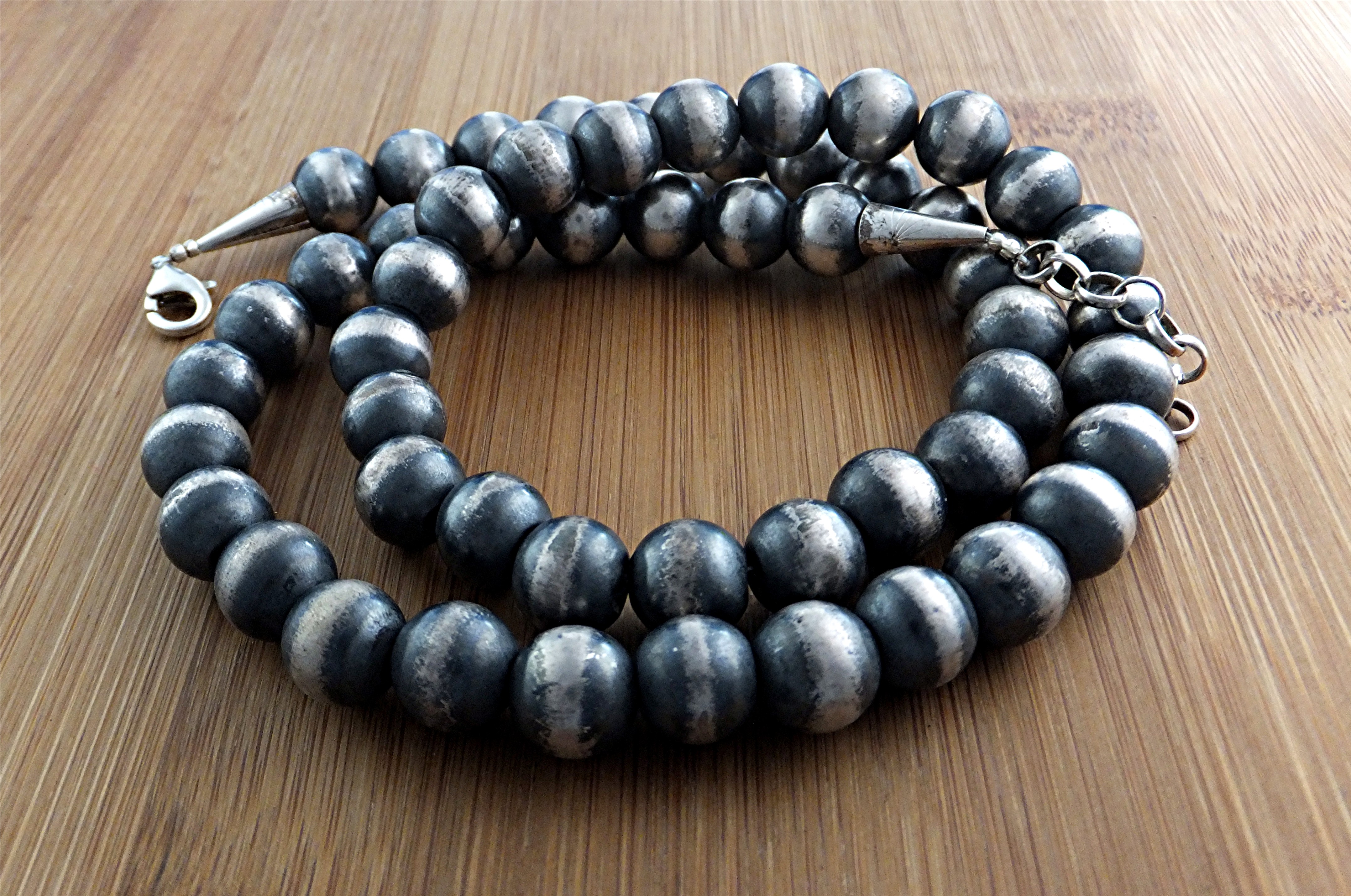Navajo Pearls Sterling Silver Oxydized Beads