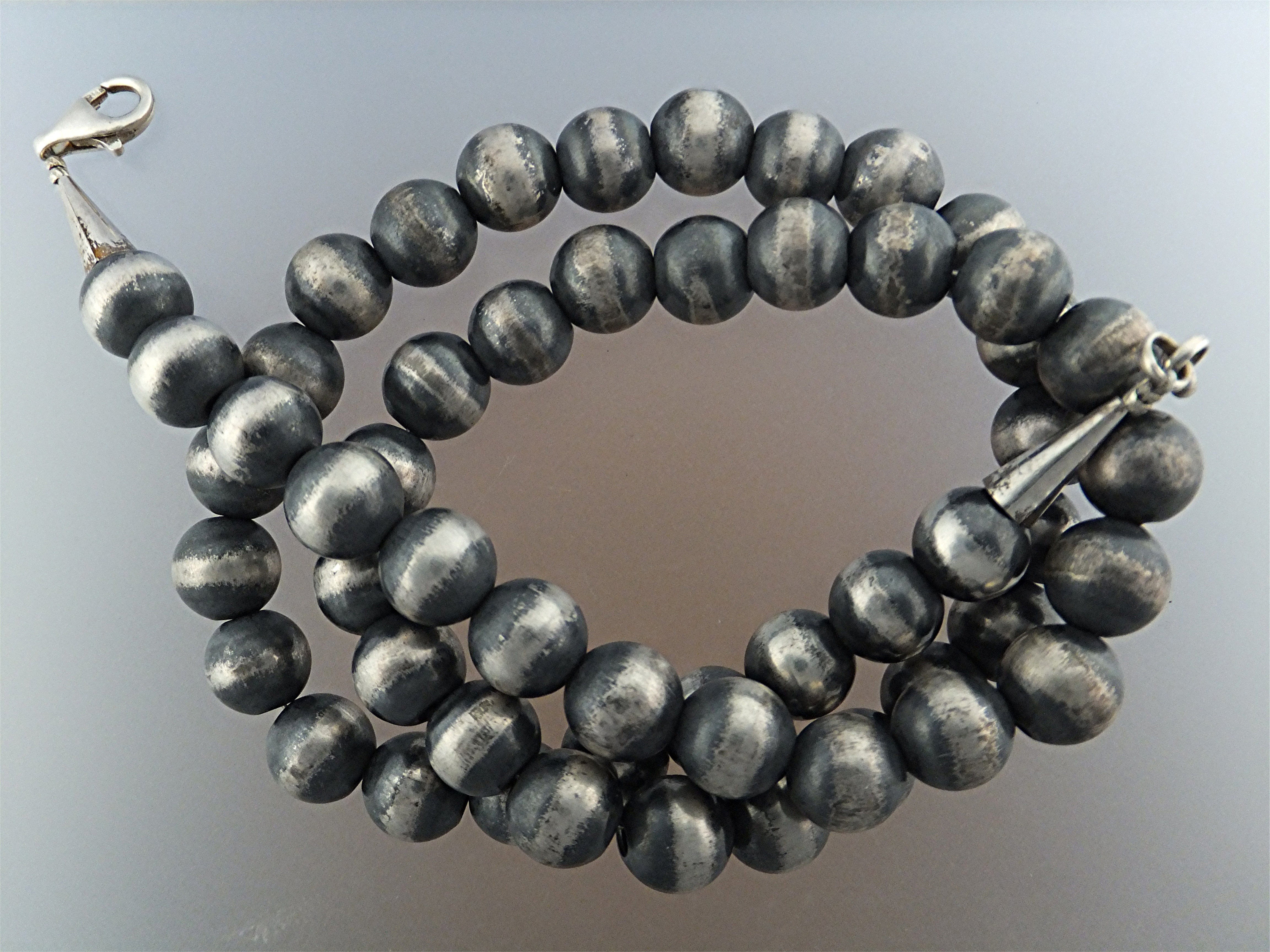 Navajo Pearls Sterling Silver Oxydized Beads