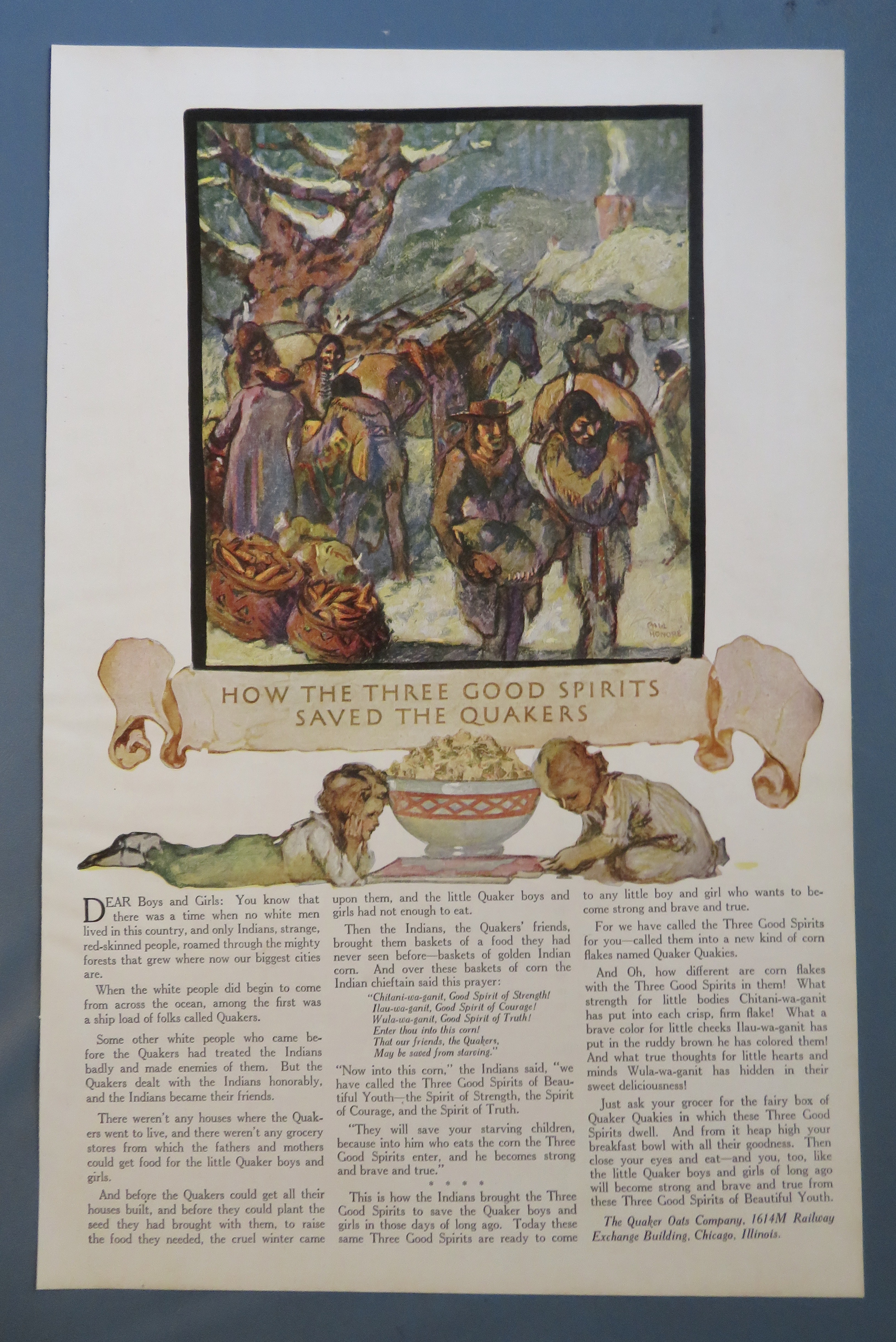 1920 Quaker Quakies with Children By Bowl Of Cereal
