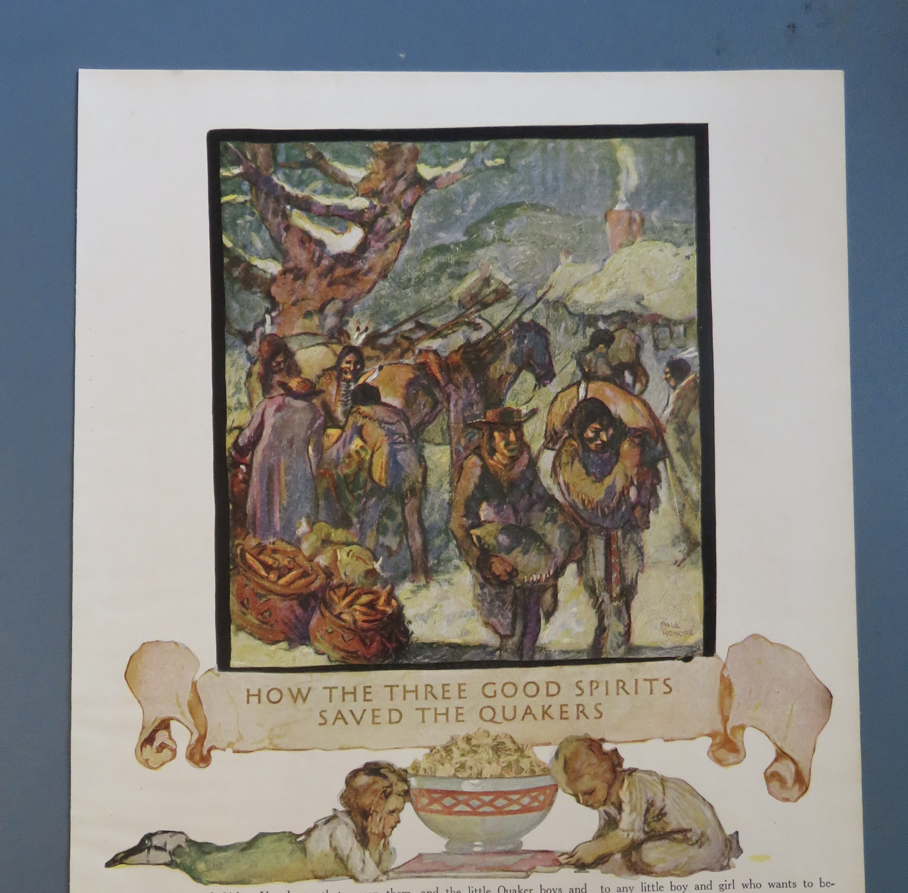 1920 Quaker Quakies with Children By Bowl Of Cereal