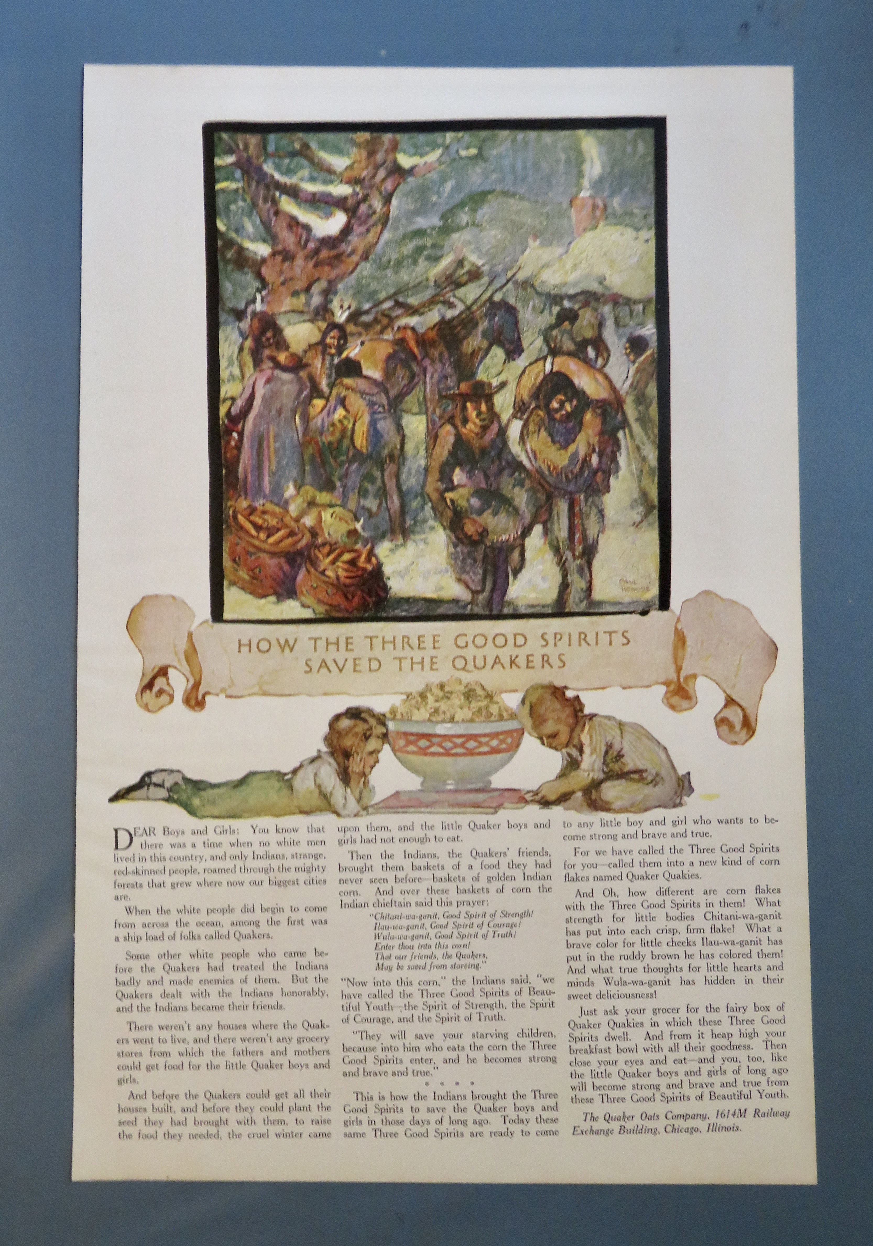 1920 Quaker Quakies with Children By Bowl Of Cereal