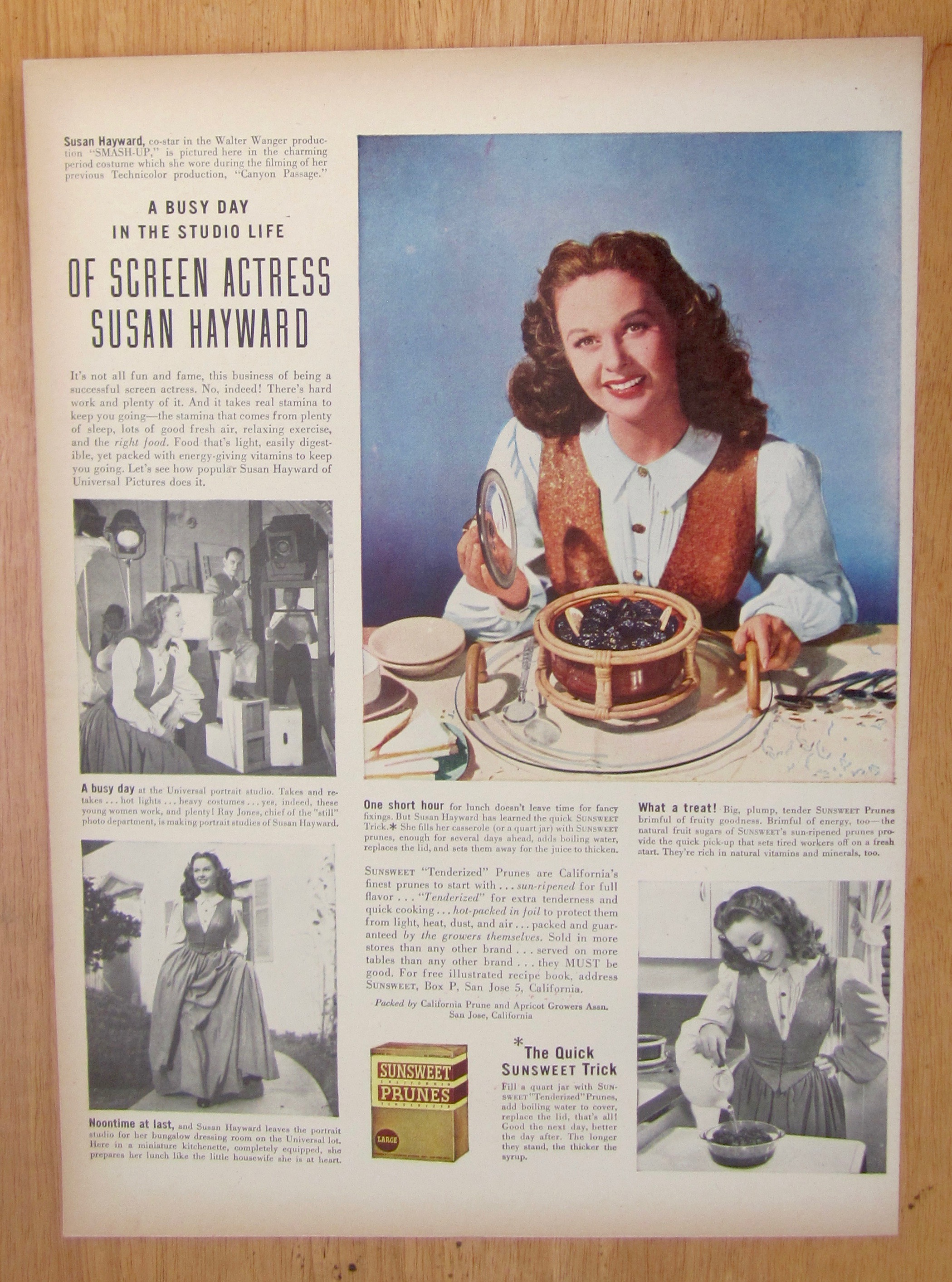 1946 Sunsweet Prunes with Susan Hayward