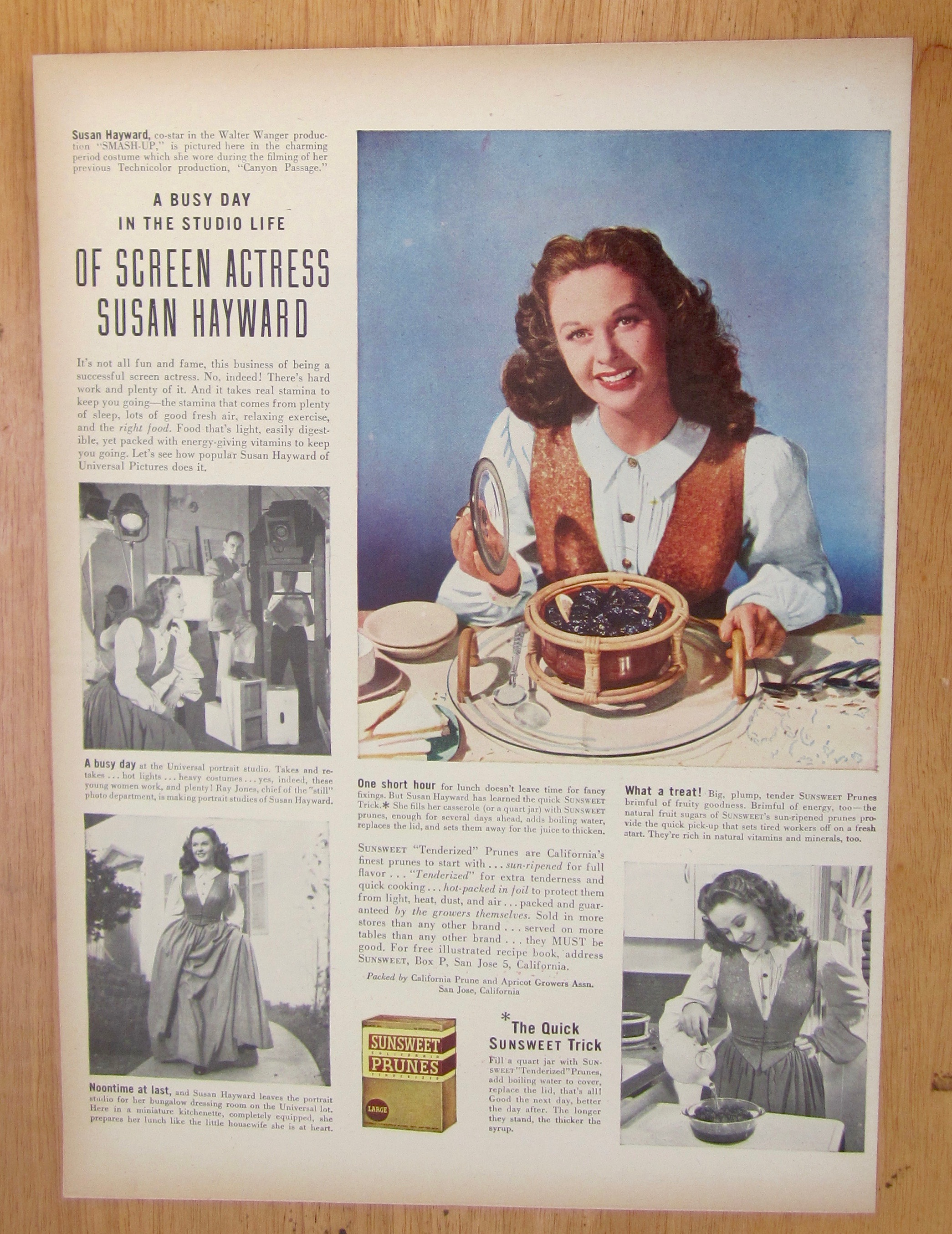 1946 Sunsweet Prunes with Susan Hayward