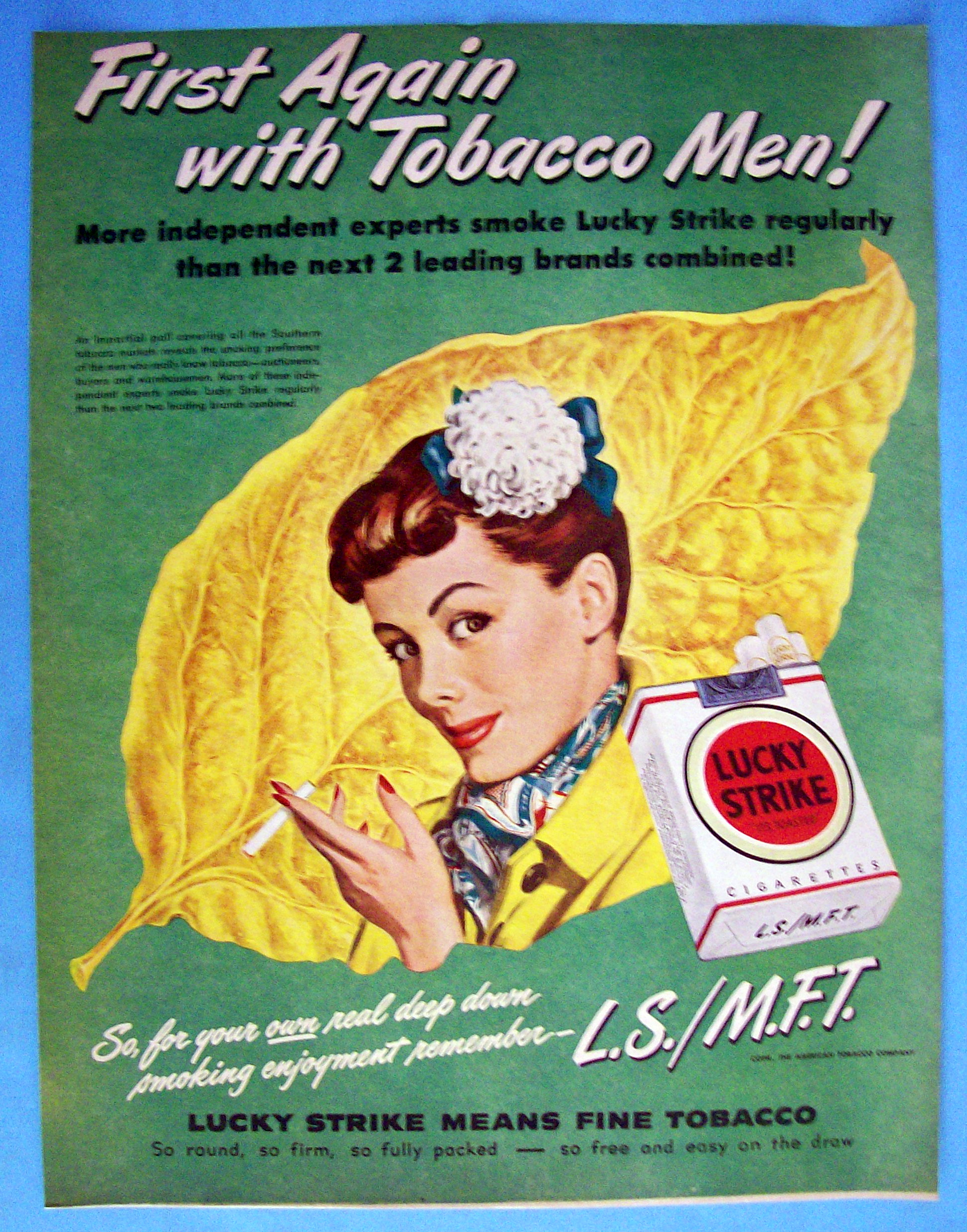 1948 Lucky Strike Cigarettes w/ Woman Holding Cigarette