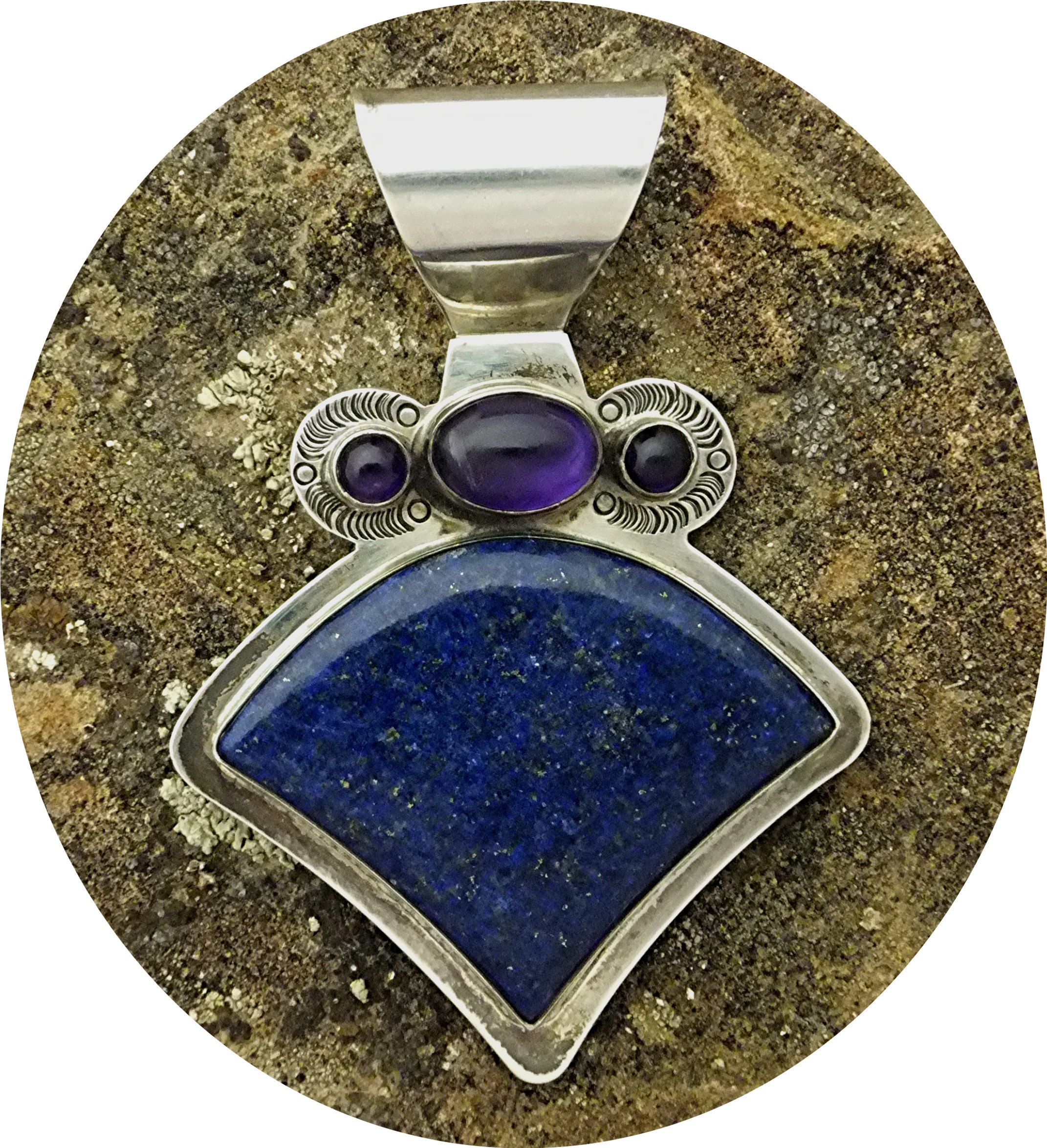 David Troutman Lapis Amethyst Sterling Silver Pendant