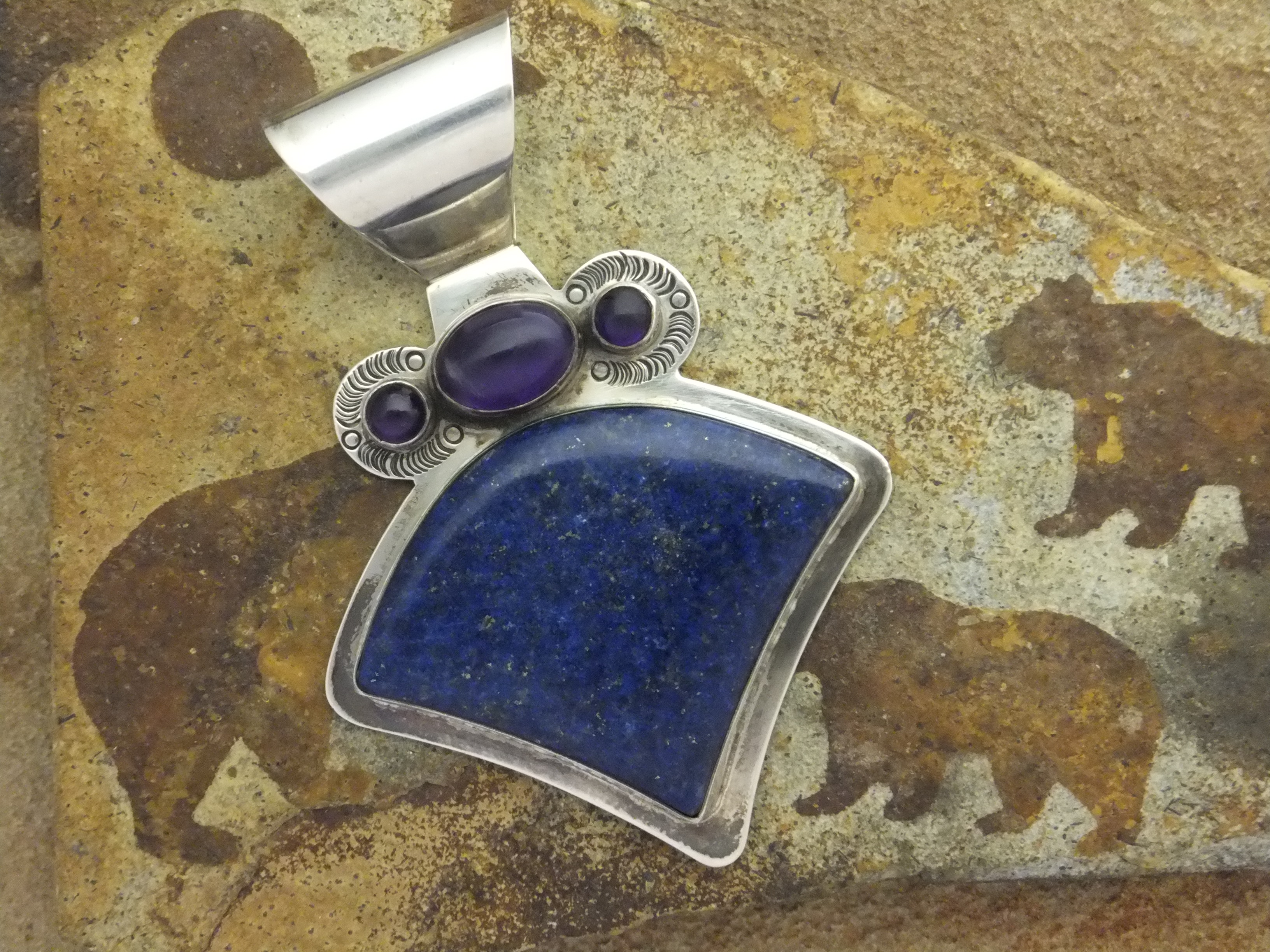 David Troutman Lapis Amethyst Sterling Silver Pendant
