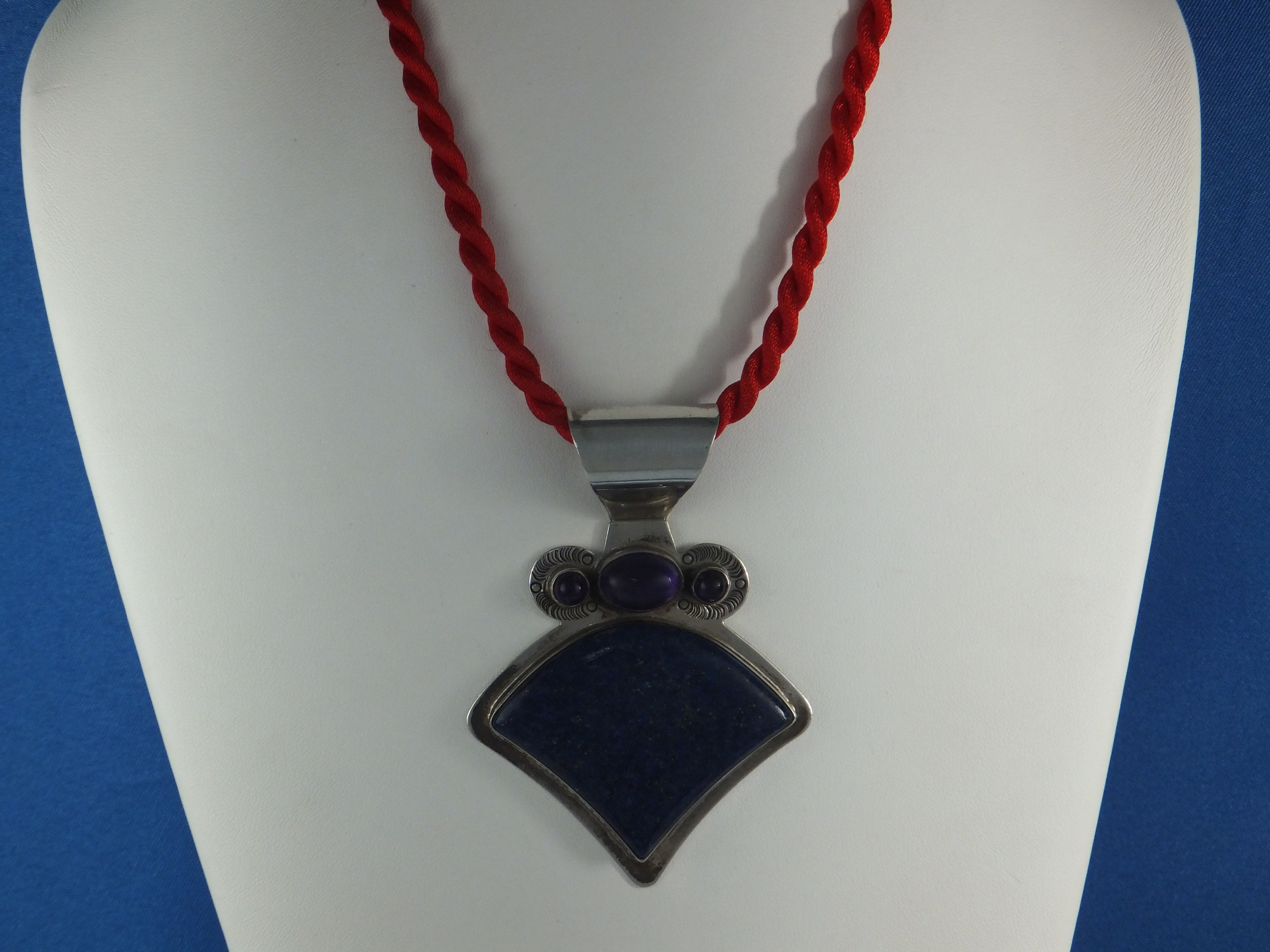 David Troutman Lapis Amethyst Sterling Silver Pendant