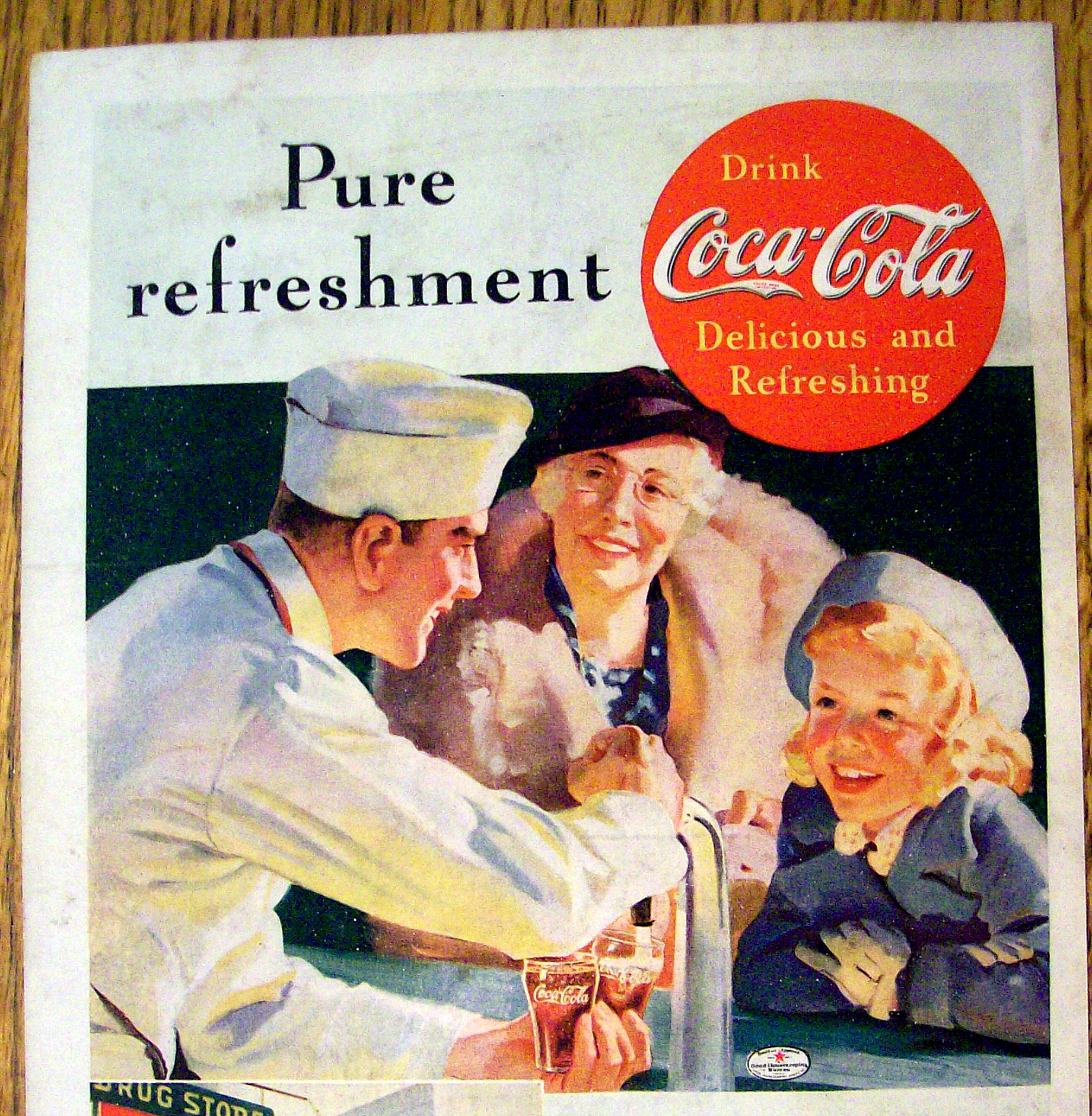 1937 Coca-Cola (Coke) with Soda Boy Filling Glasses