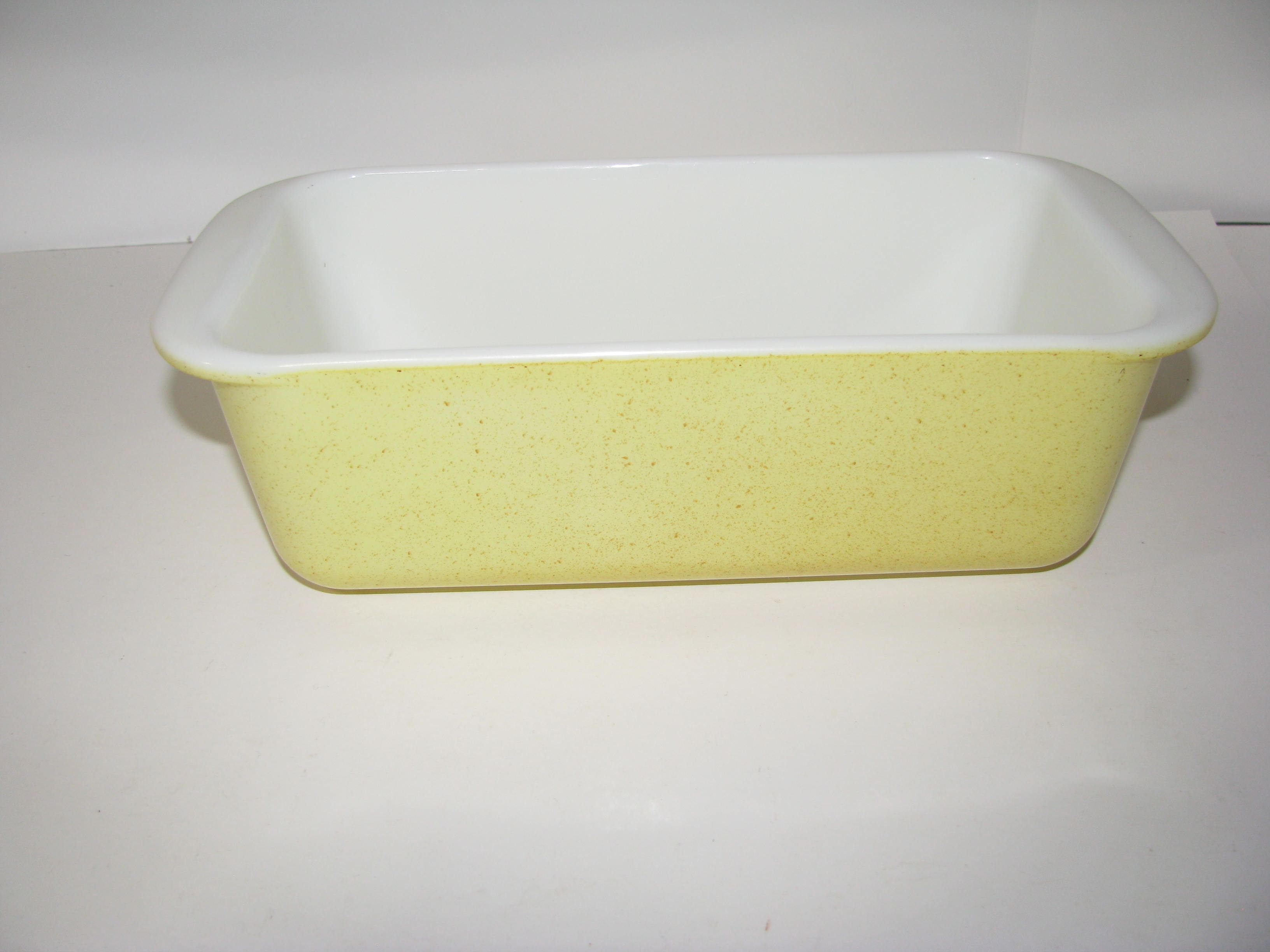 Vintage Pyrex Desert Dawn Speckled Yellow Loaf Pan
