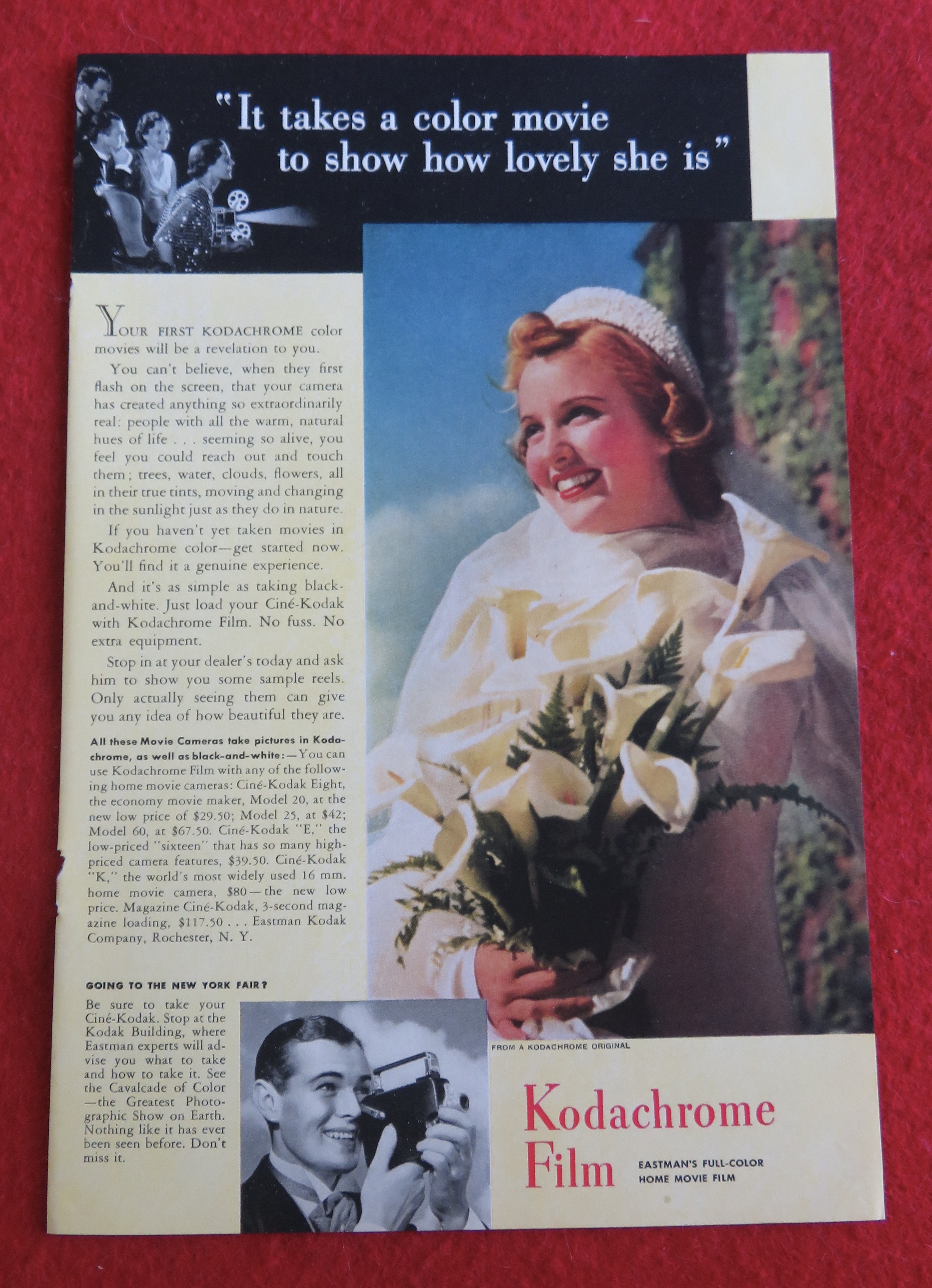 1939 Kodak Kodachrome Film with Lovely Bride