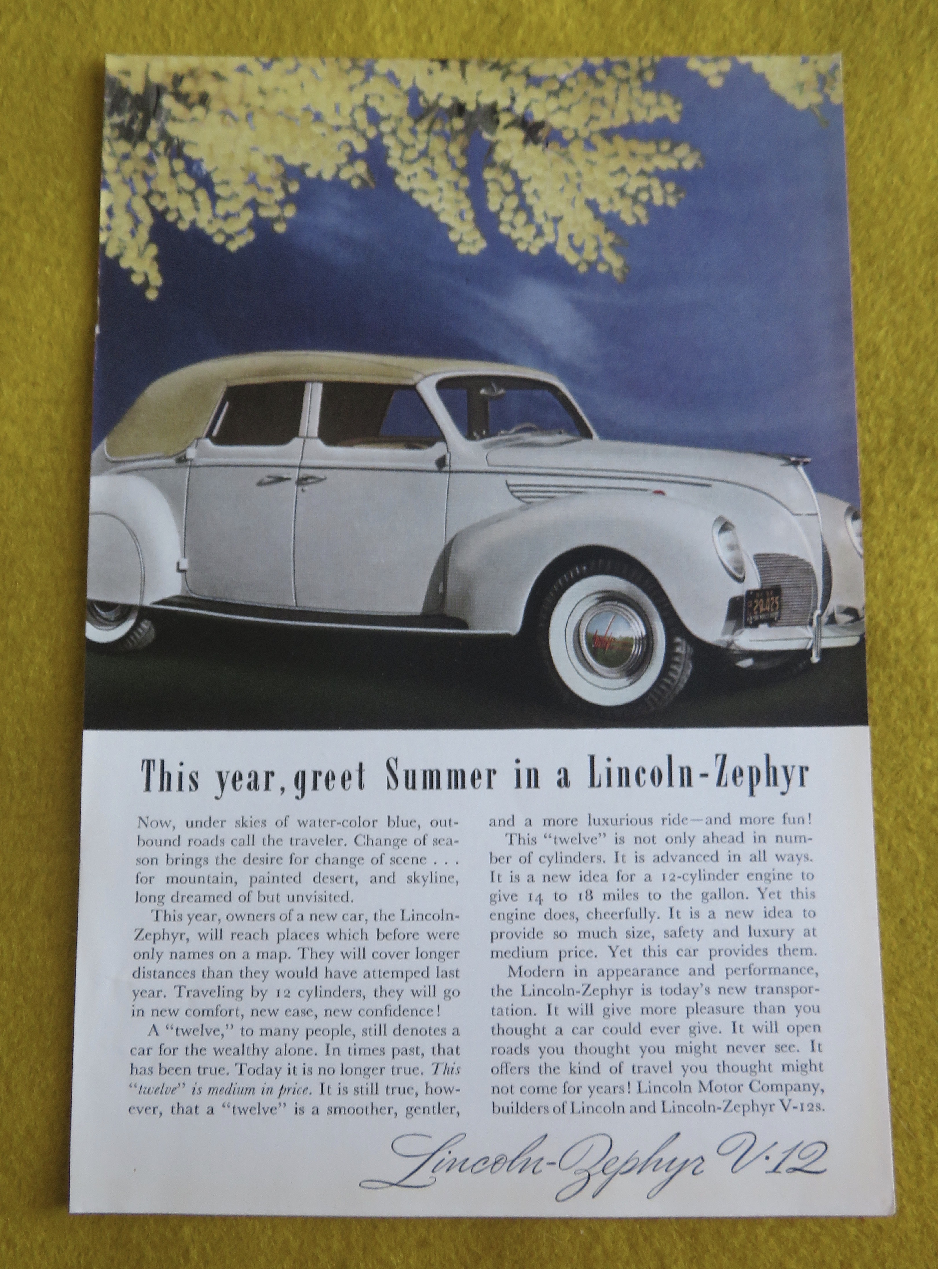 1938 Lincoln Zephyr V-12 with Lovely White Lincoln