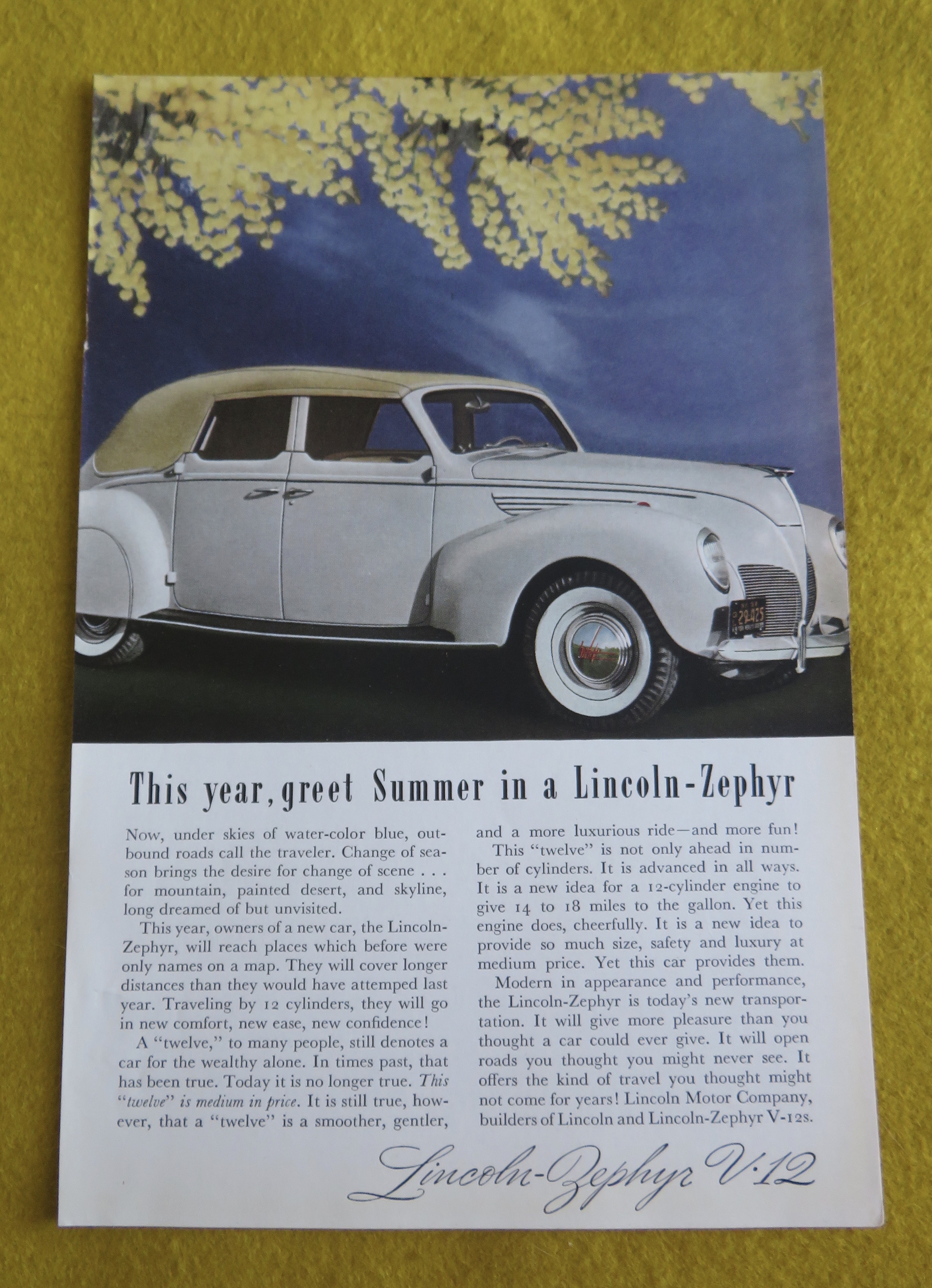 1938 Lincoln Zephyr V-12 with Lovely White Lincoln
