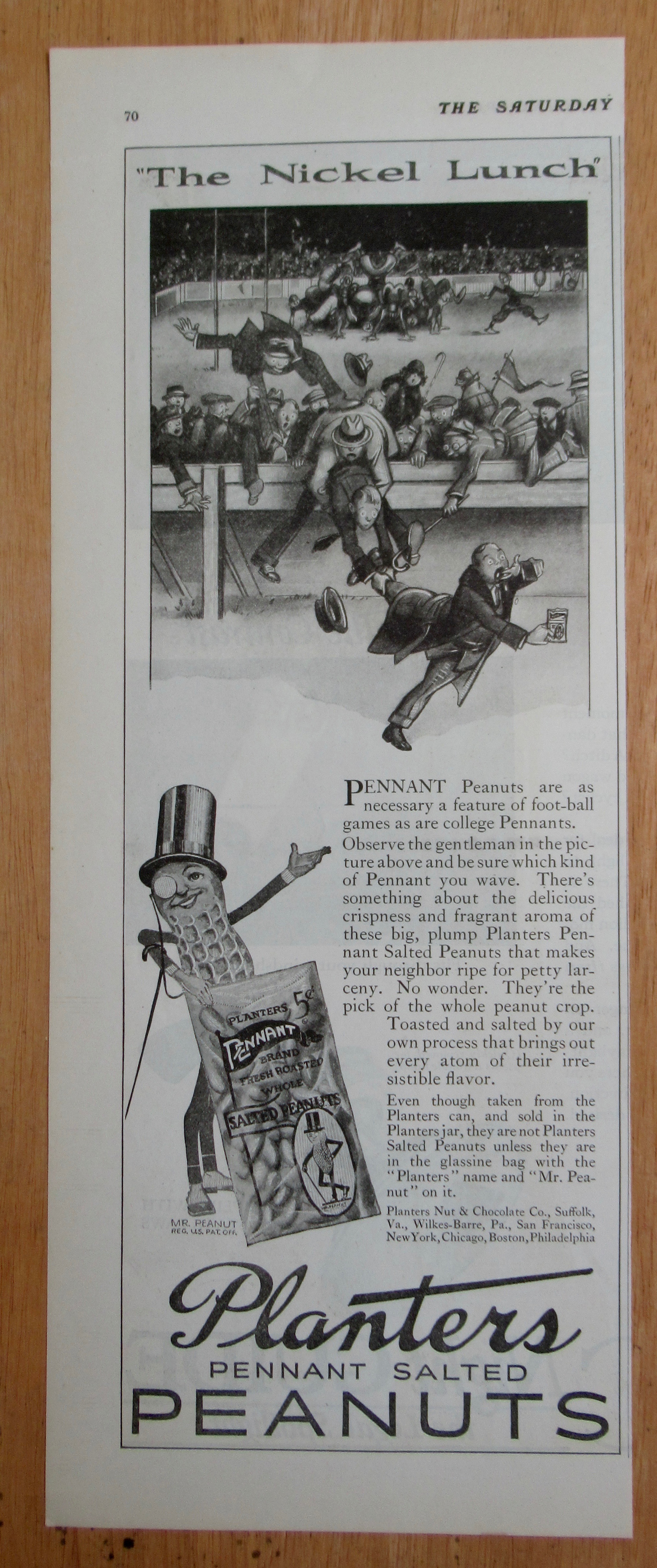 1924 Planters Pennant Peanuts with Man Running