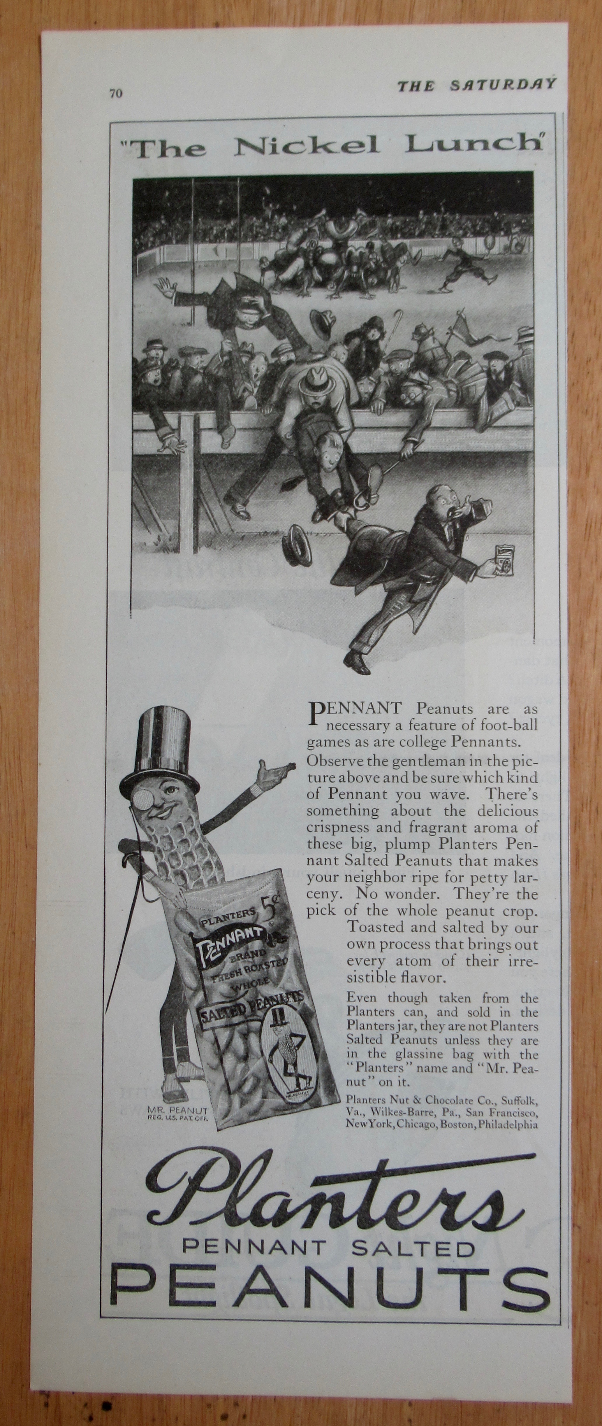 1924 Planters Pennant Peanuts with Man Running