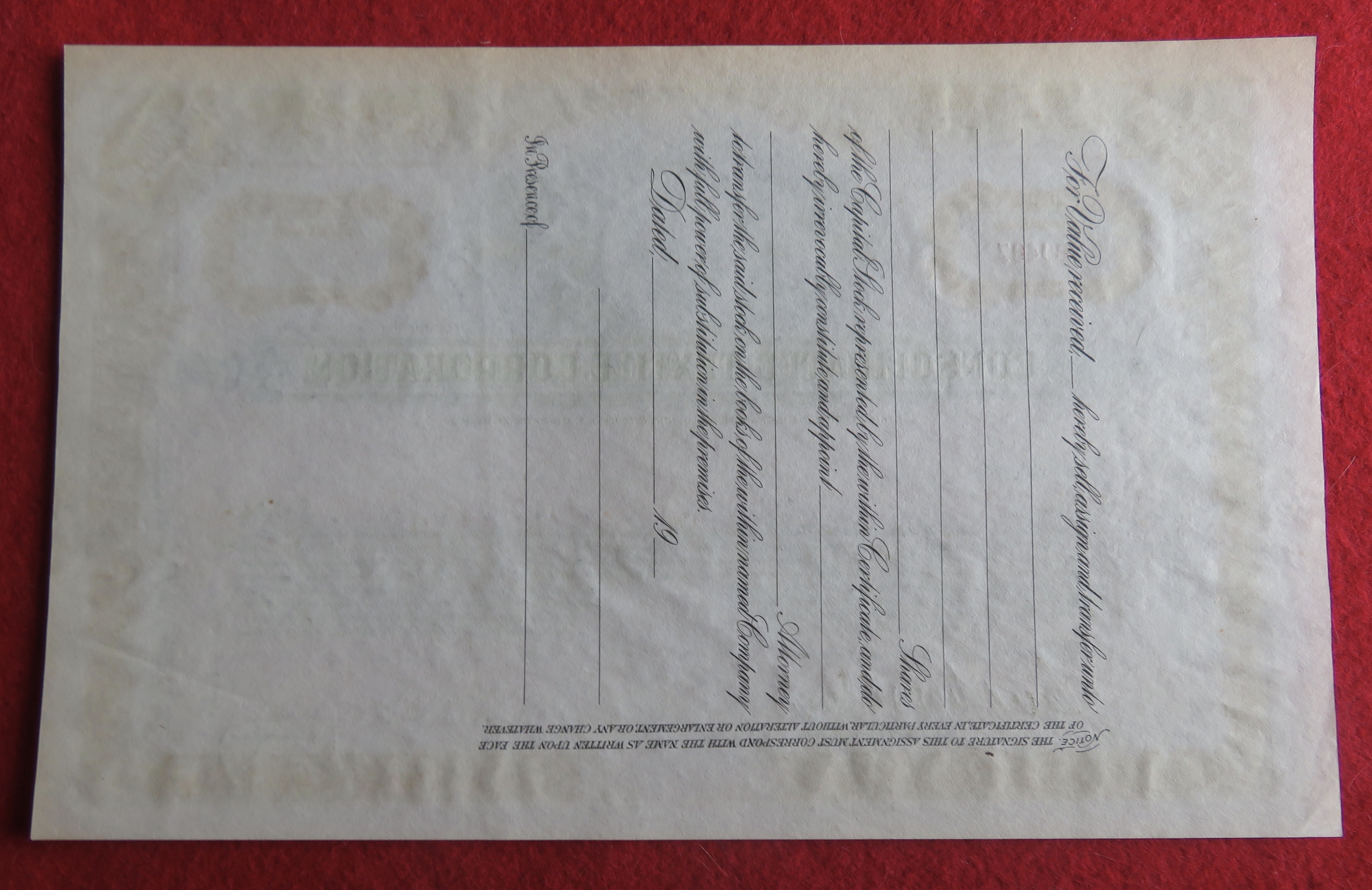 1920's Consolidated Textile Corporation Stock
