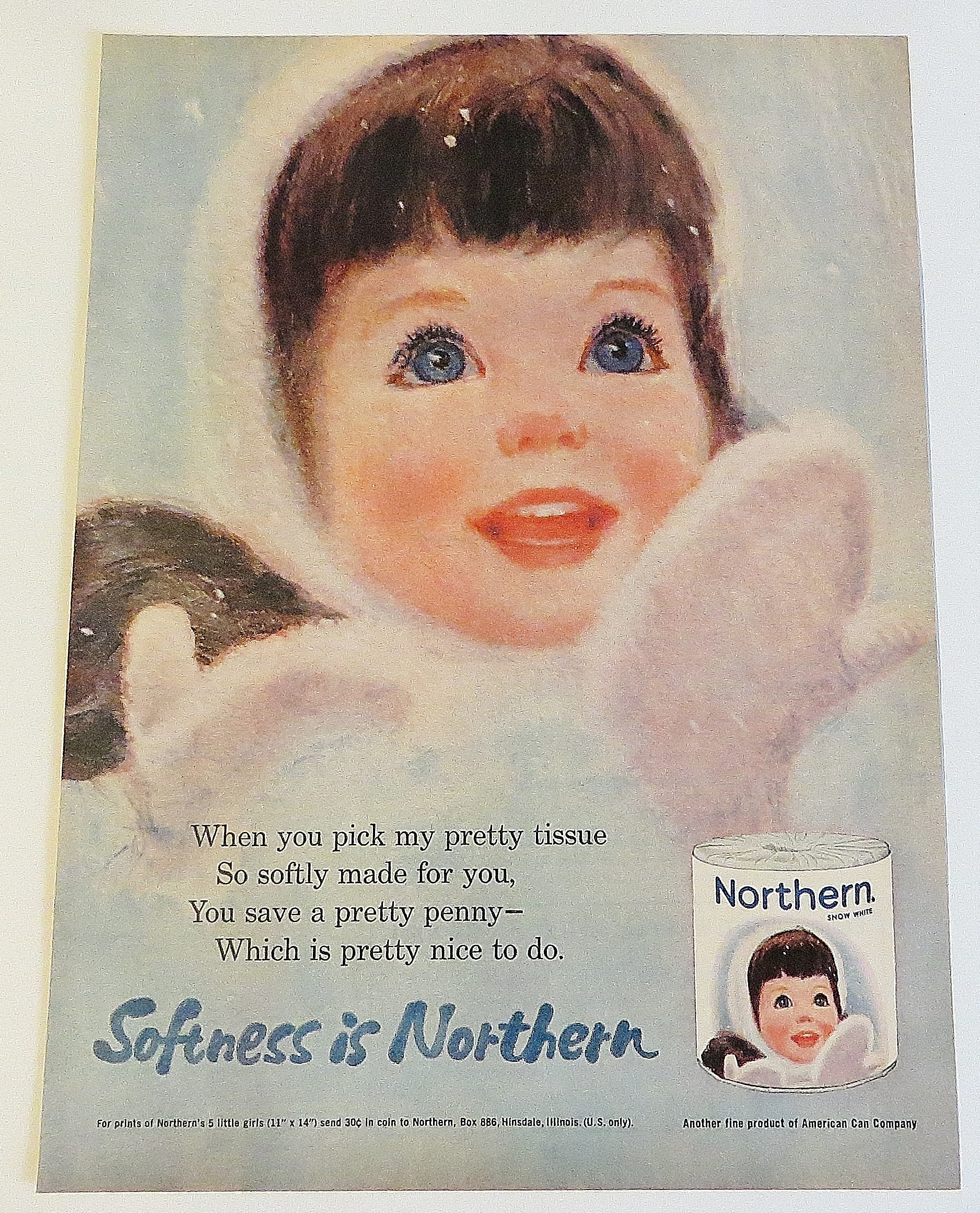 1963 Northern Tissue With Little Girl In Winter