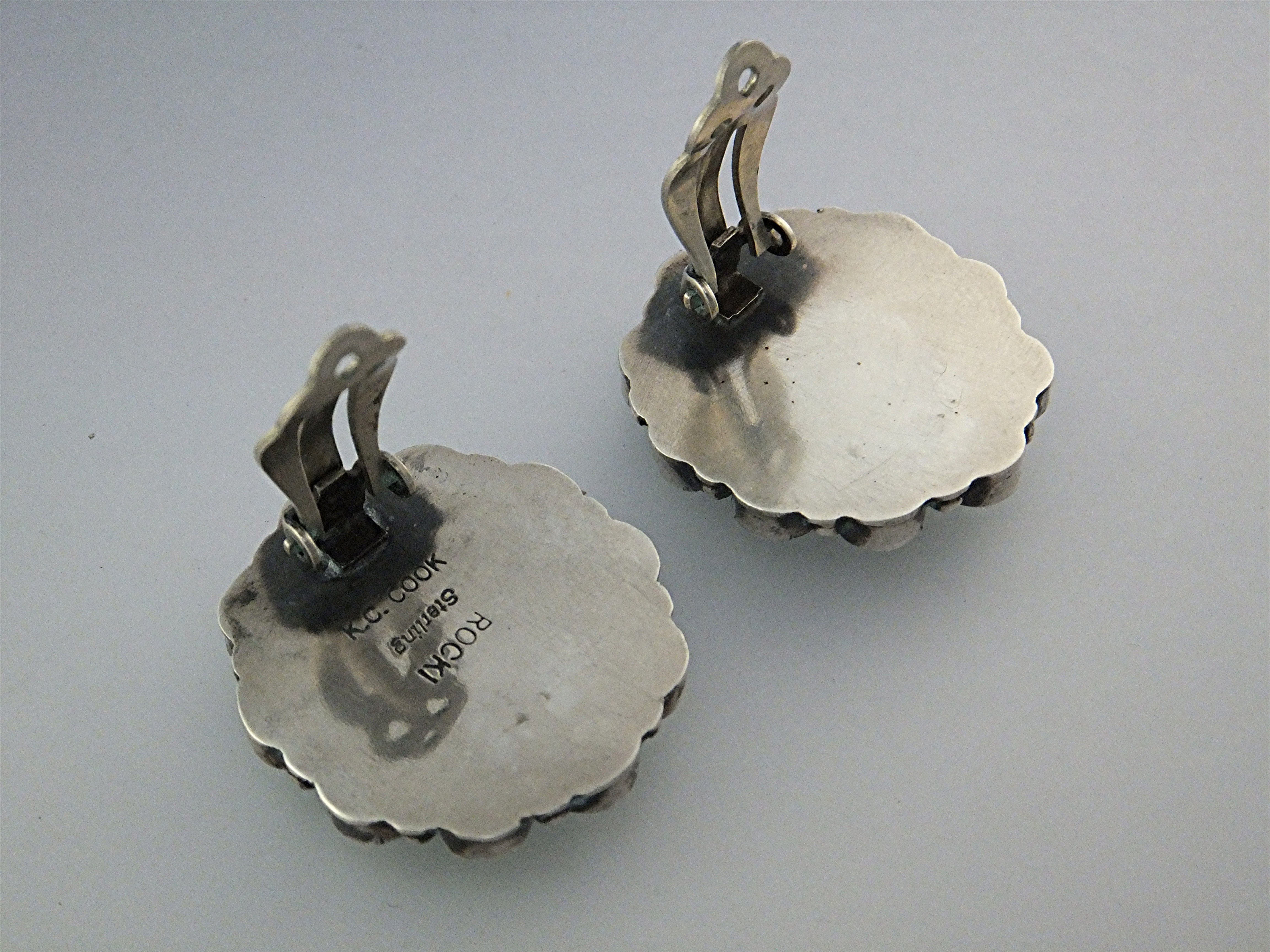 Rocki Gorman Sterling Silver Gaspeite Clip Earrings