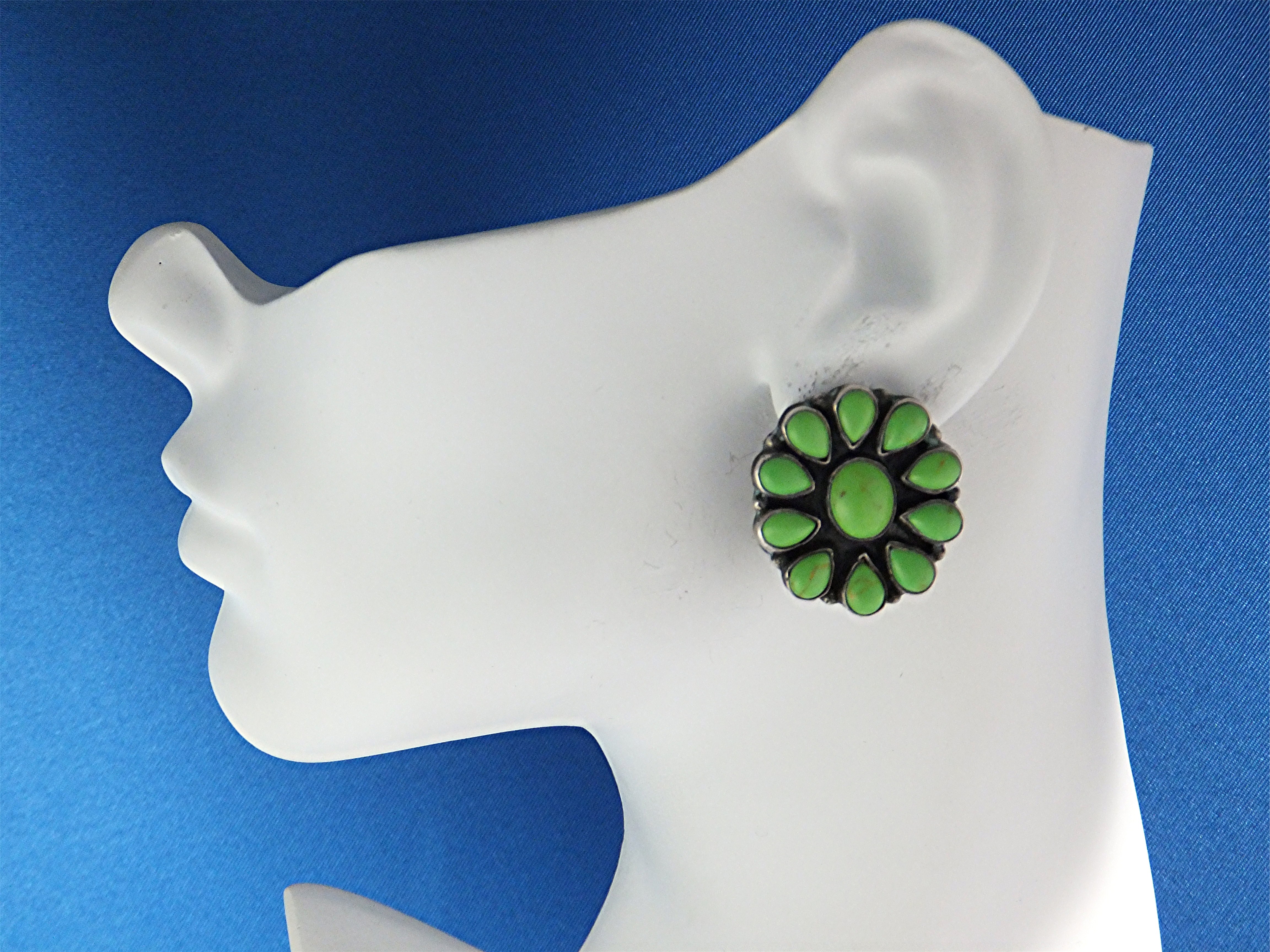 Rocki Gorman Sterling Silver Gaspeite Clip Earrings