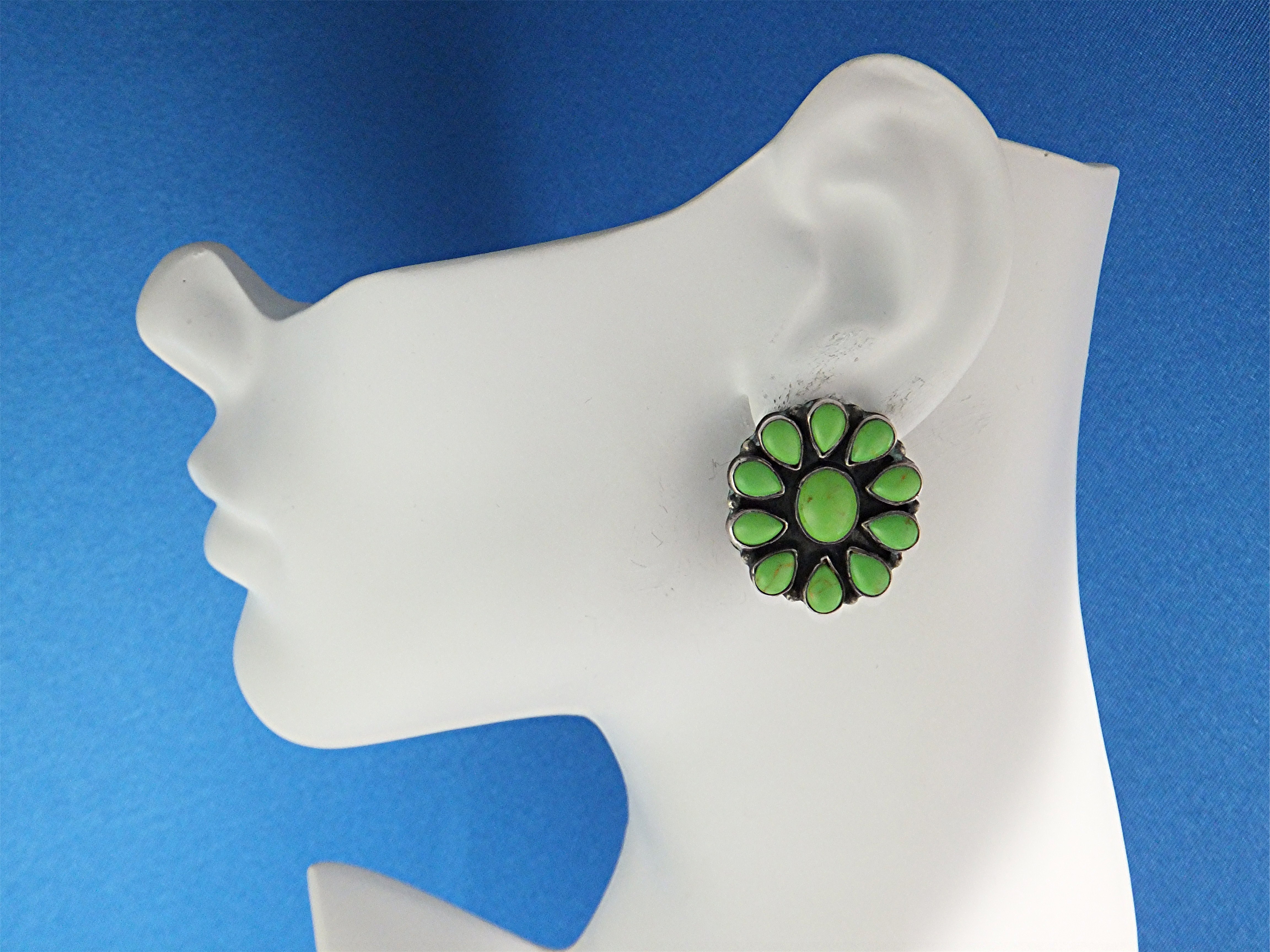 Rocki Gorman Sterling Silver Gaspeite Clip Earrings