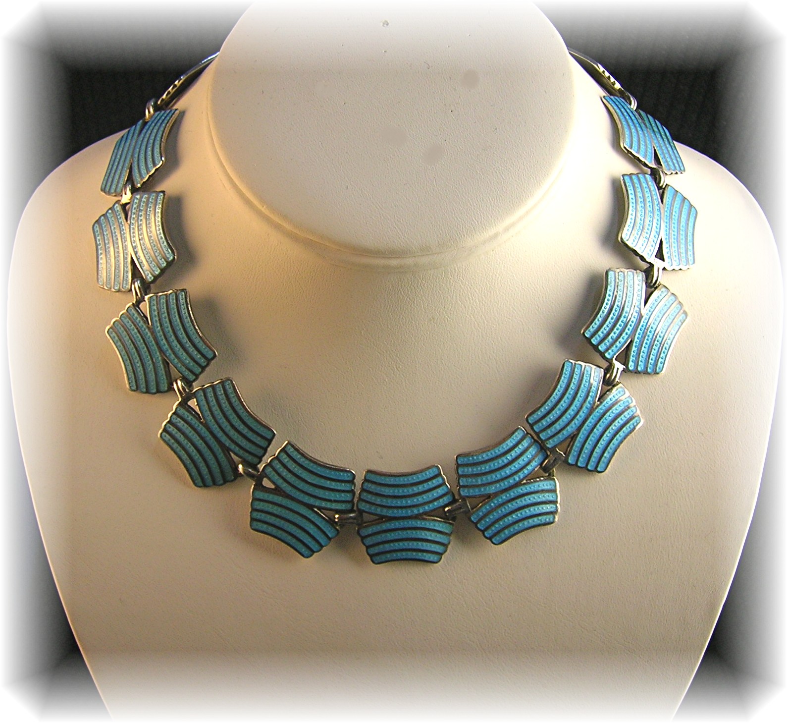 Necklace Sterling Silver Blue Enamel Earrings Mexico