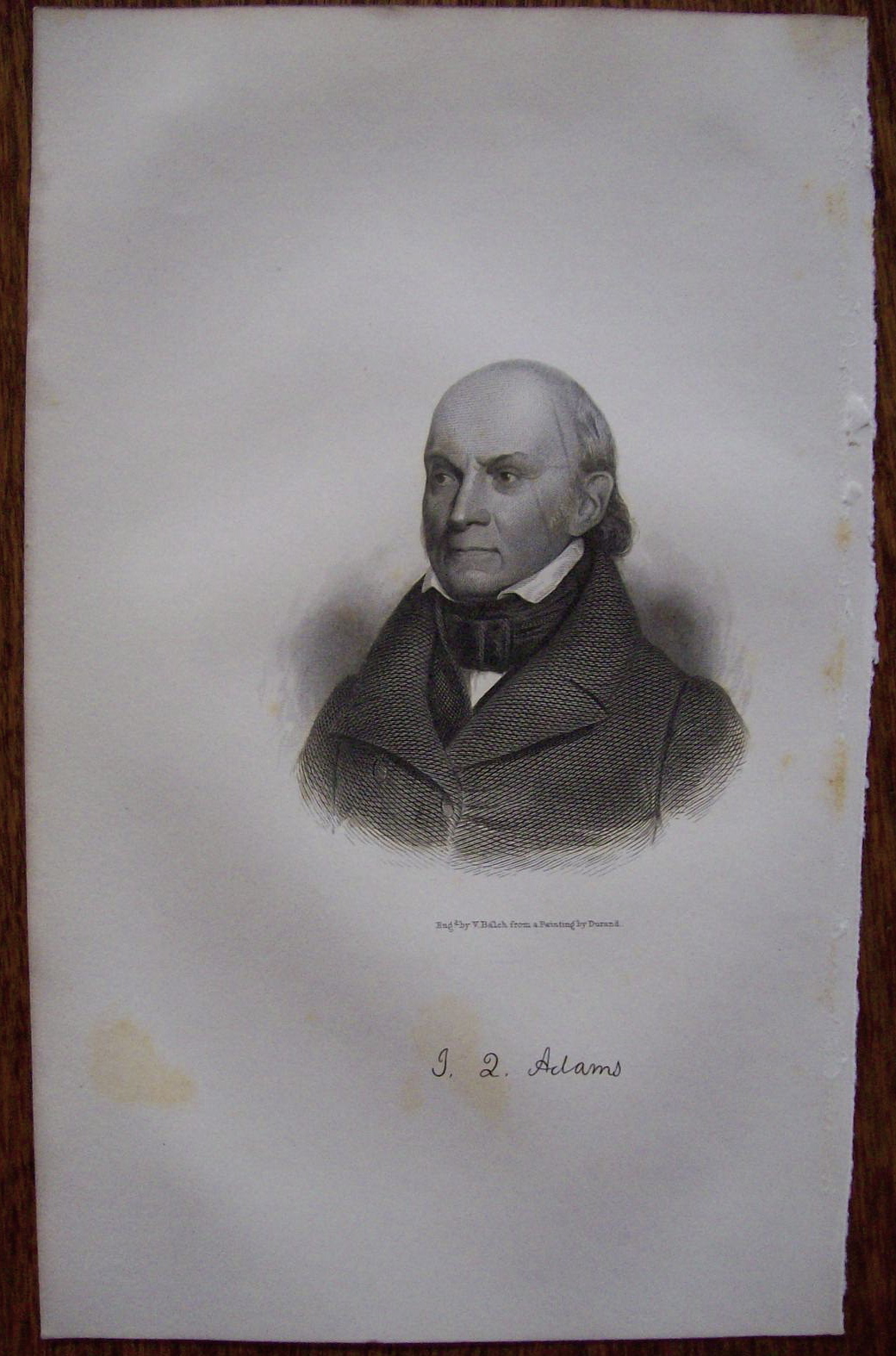 1849 Engraving of President John Quincy Adams