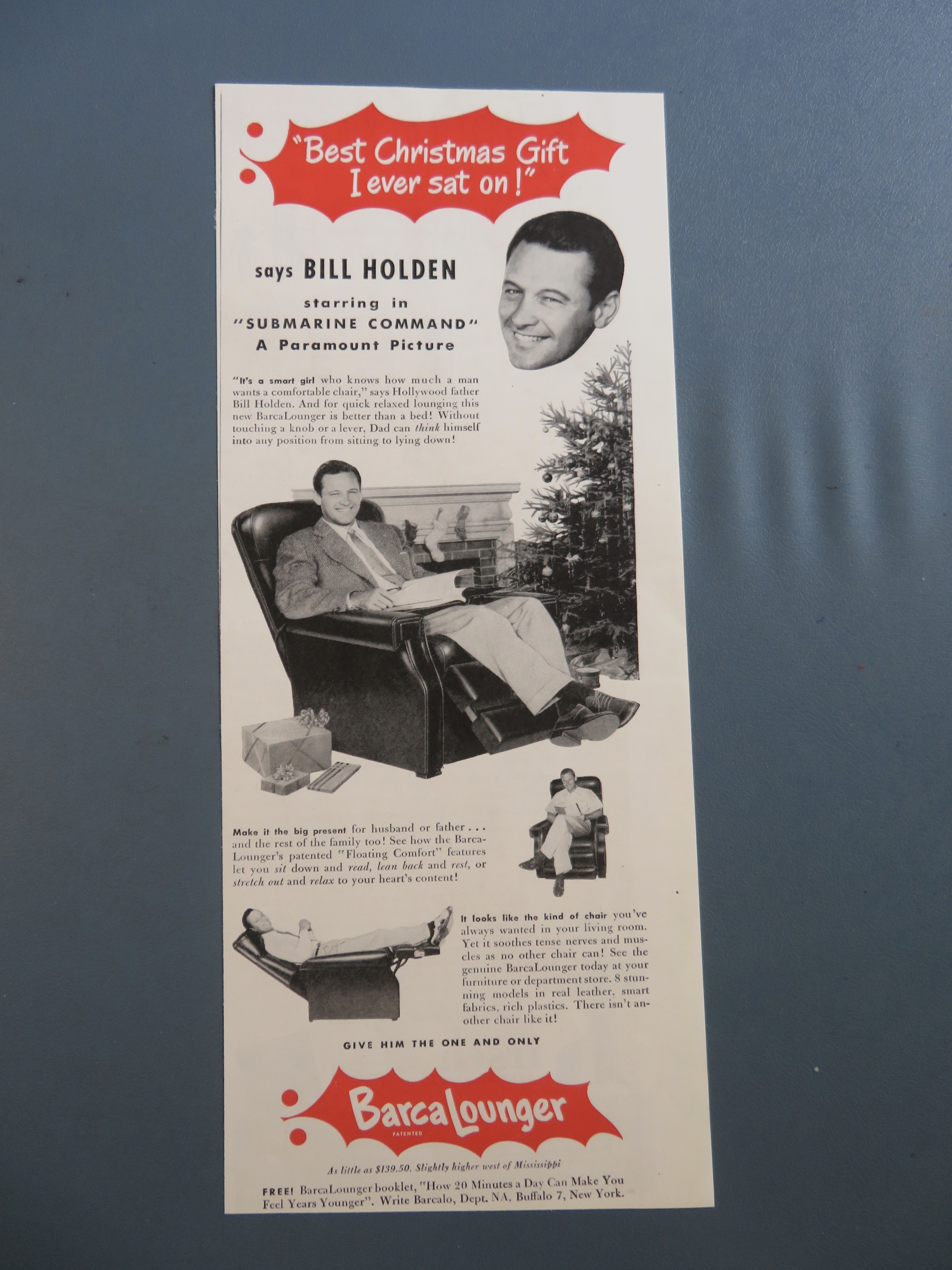1951 BarcaLounger Recliner with Star Bill Holden