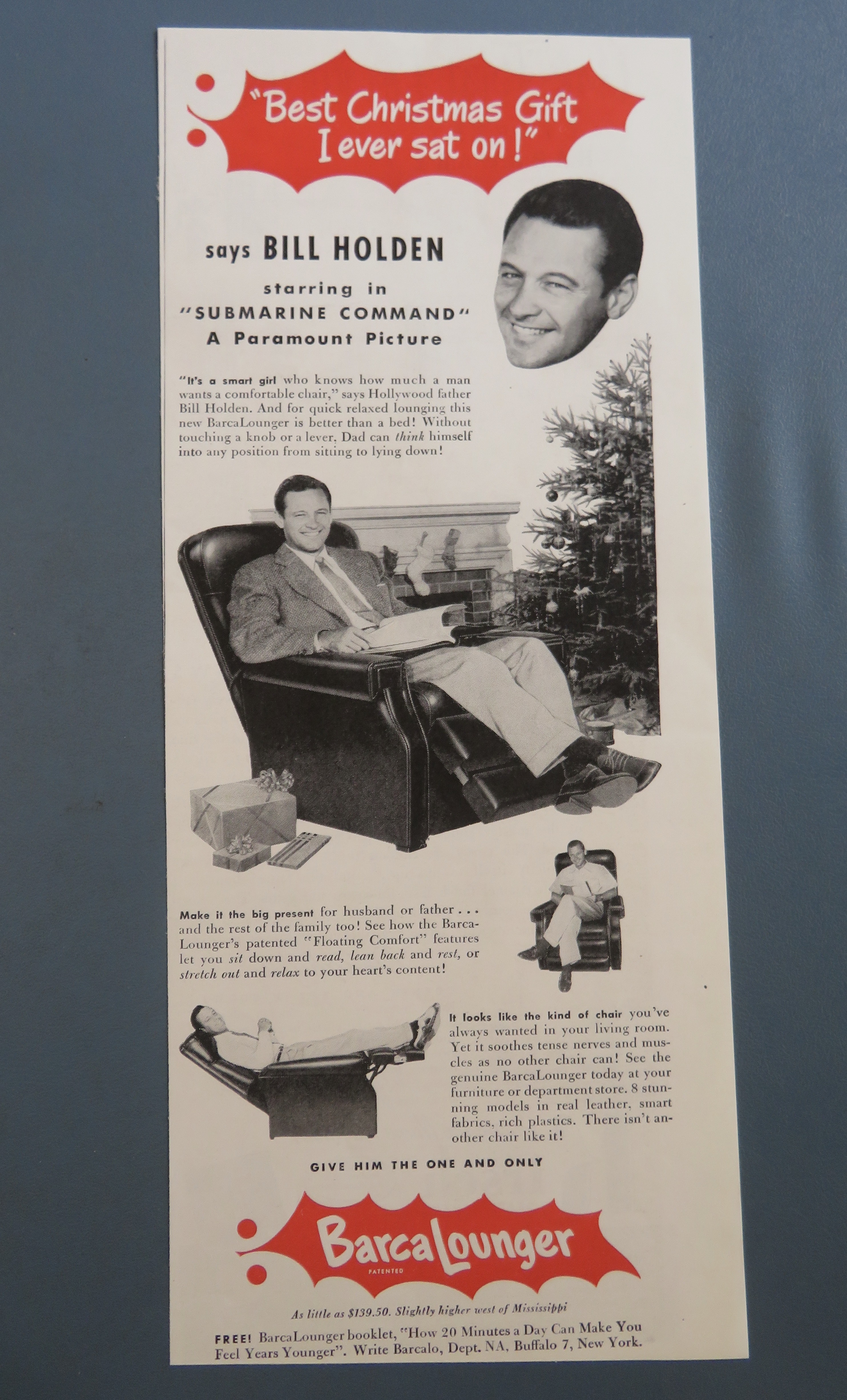 1951 BarcaLounger Recliner with Star Bill Holden