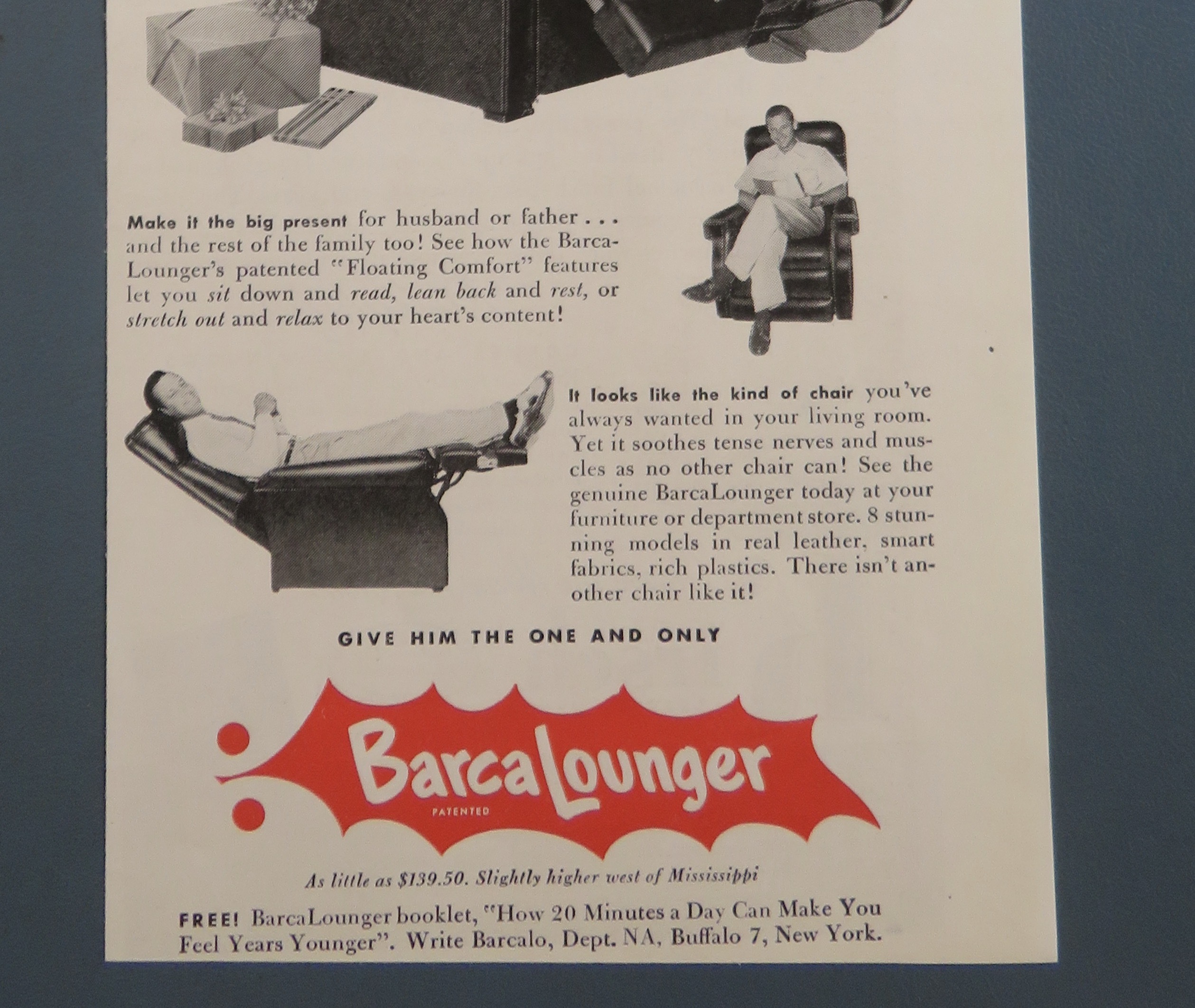 1951 BarcaLounger Recliner with Star Bill Holden