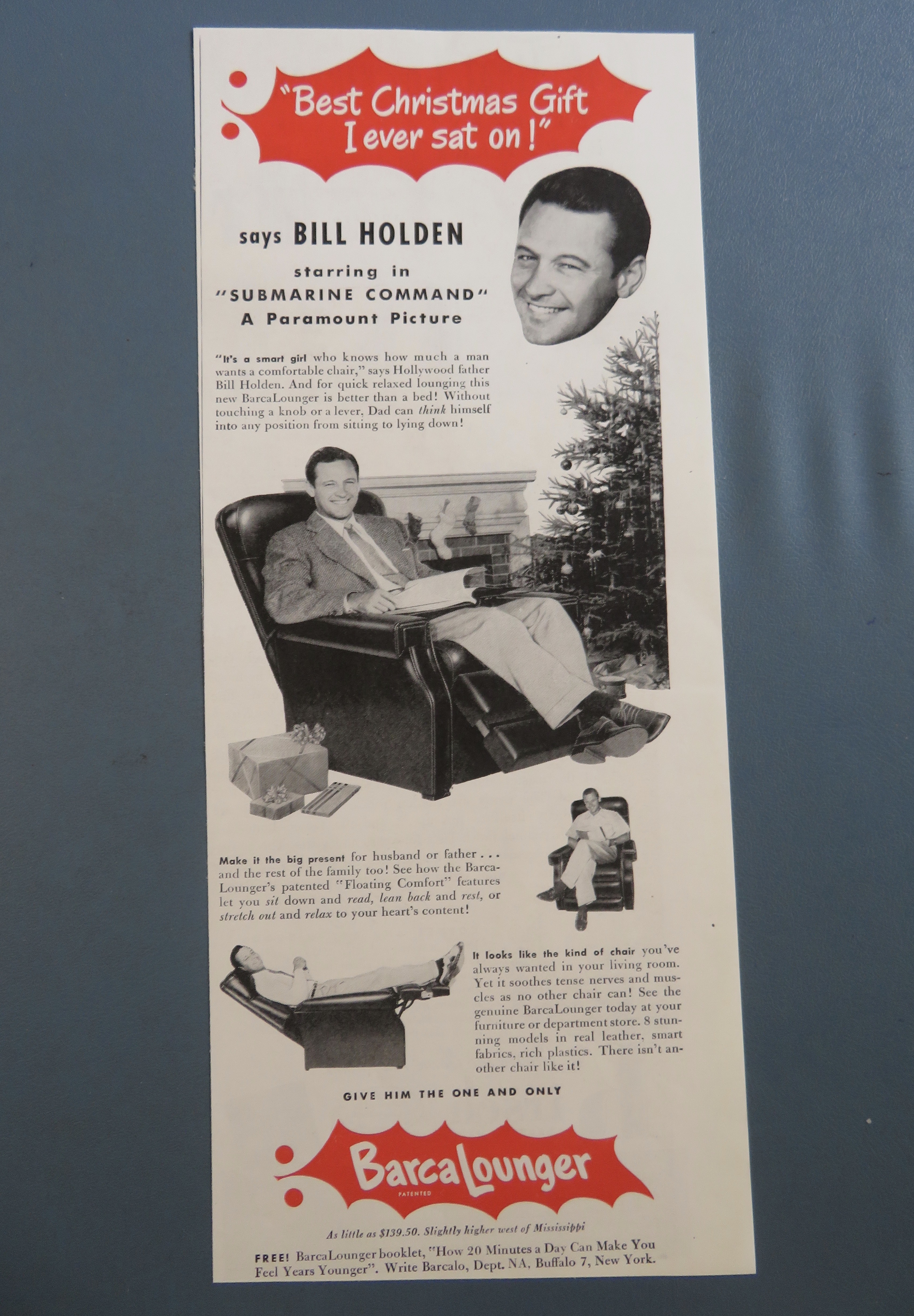 1951 BarcaLounger Recliner with Star Bill Holden
