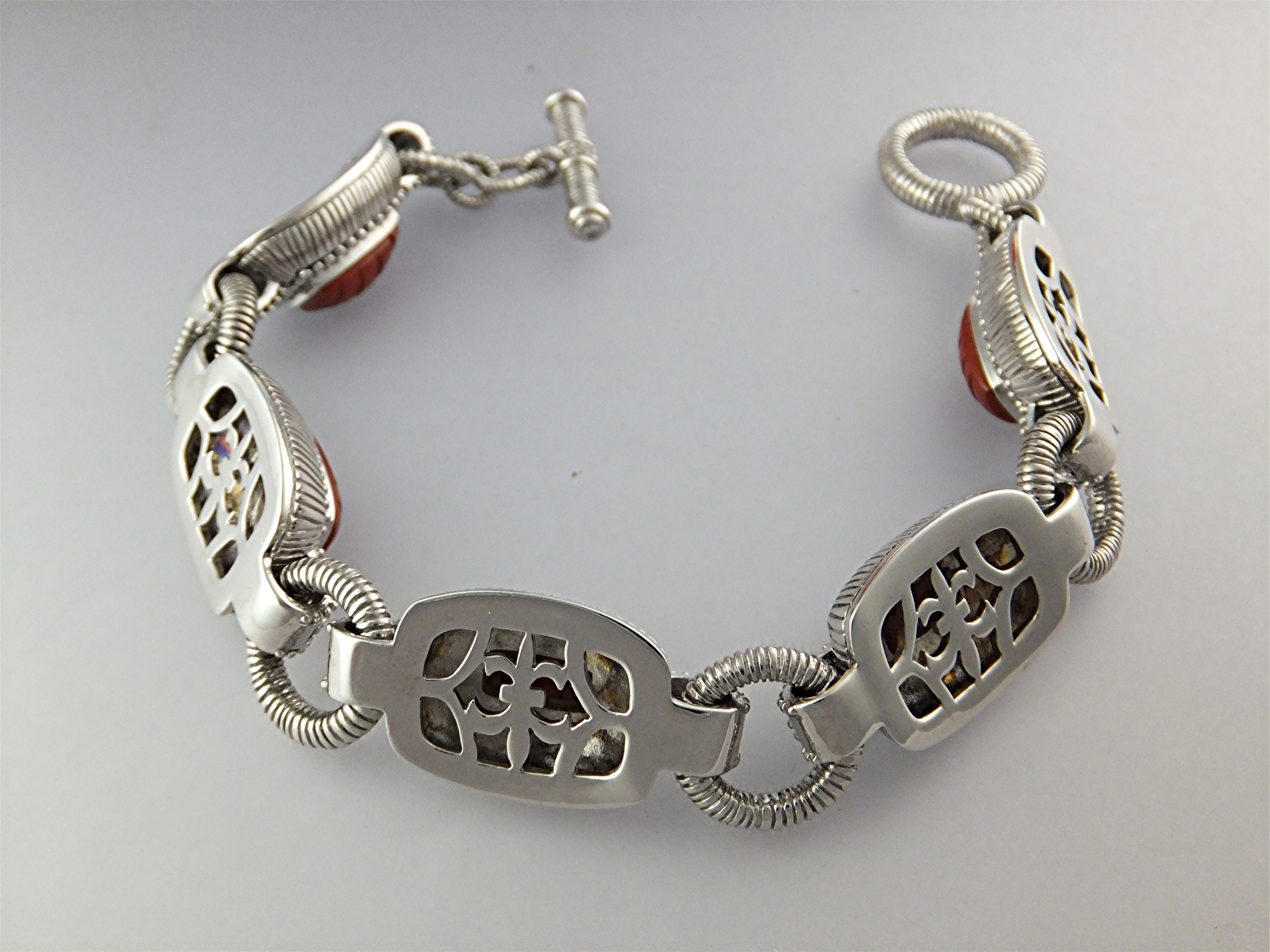 Bracelet Apple Coral CZ Sterling Silver JUDITH RIPKA