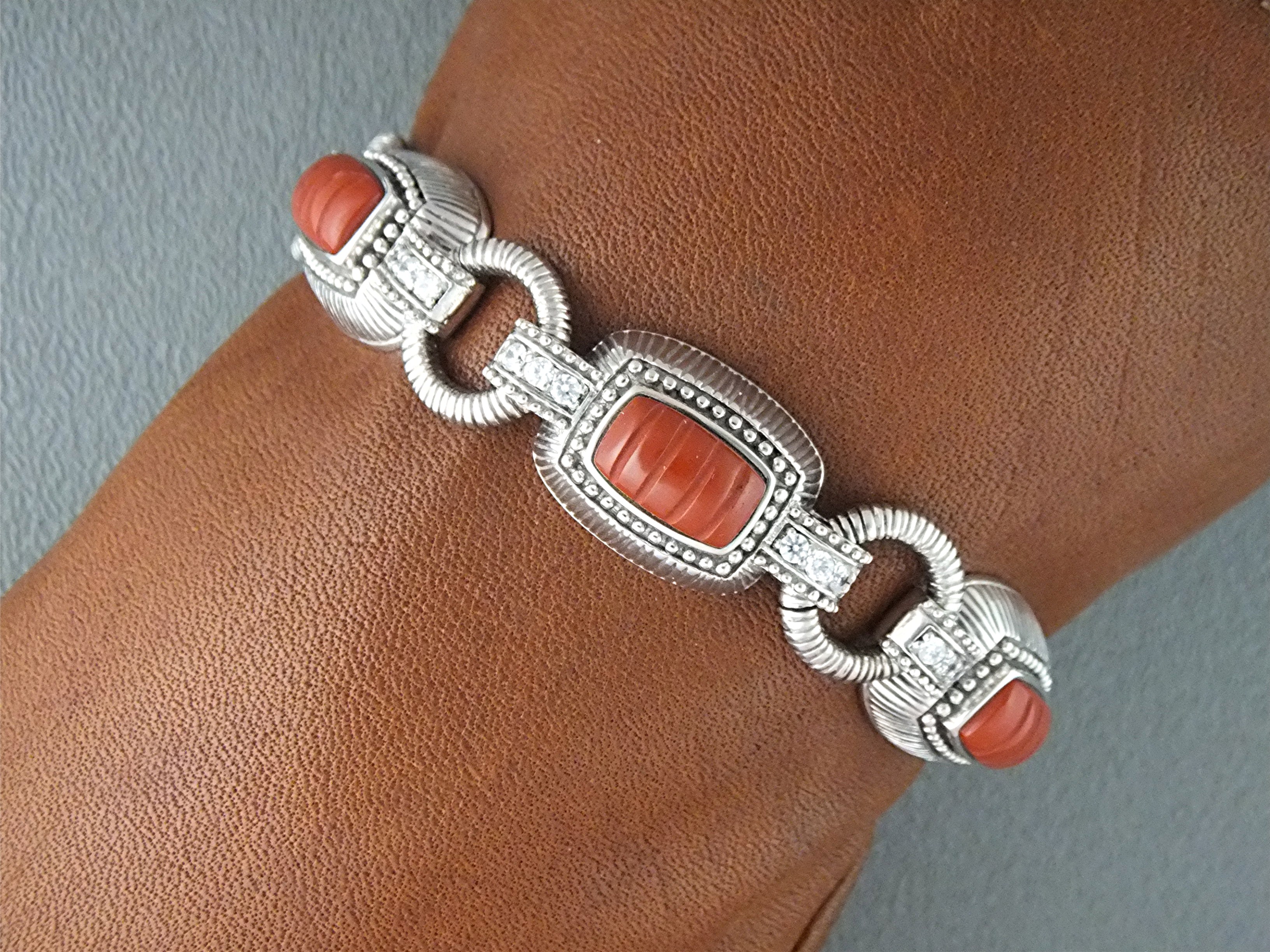 Bracelet Apple Coral CZ Sterling Silver JUDITH RIPKA