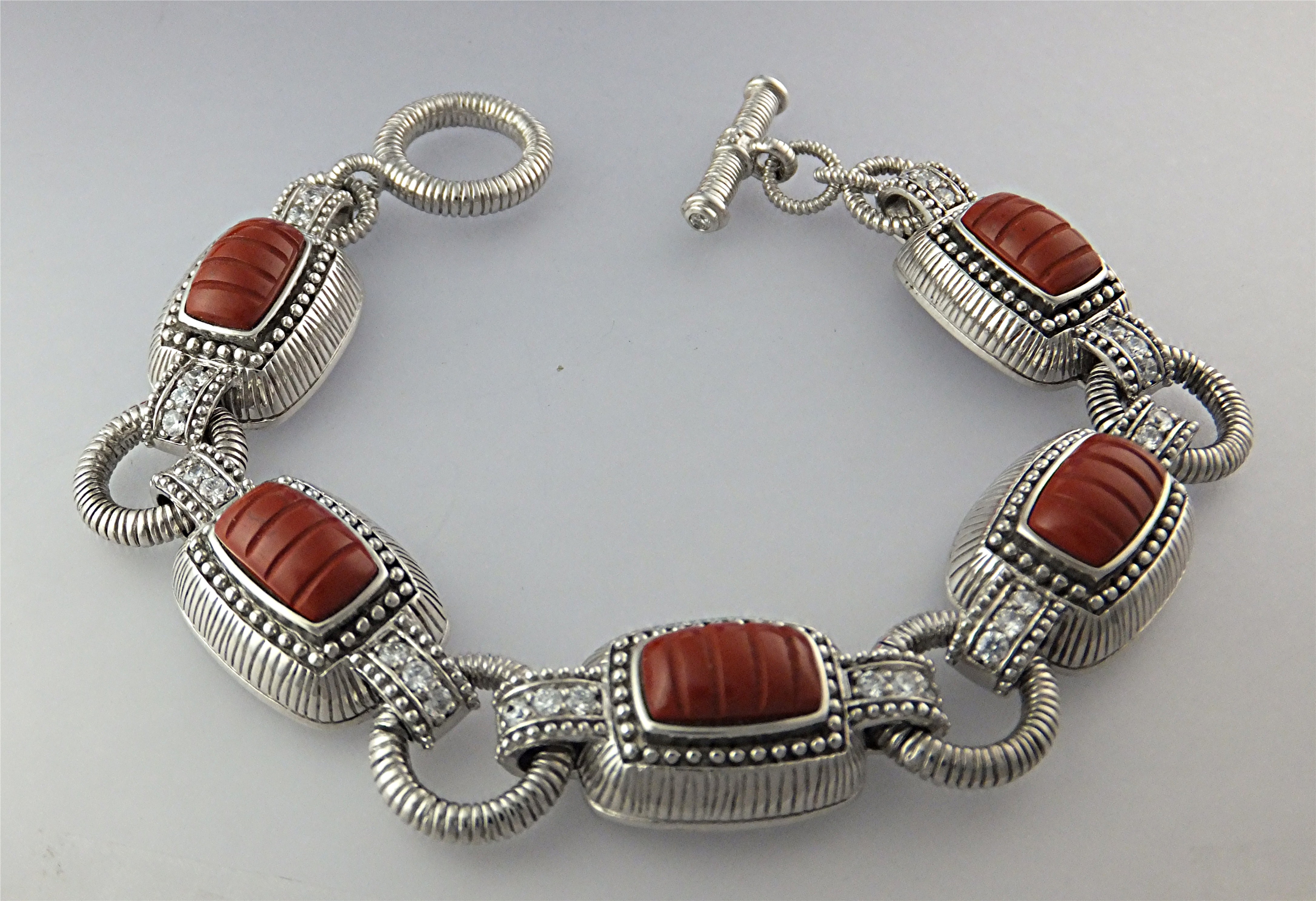 Bracelet Apple Coral CZ Sterling Silver JUDITH RIPKA