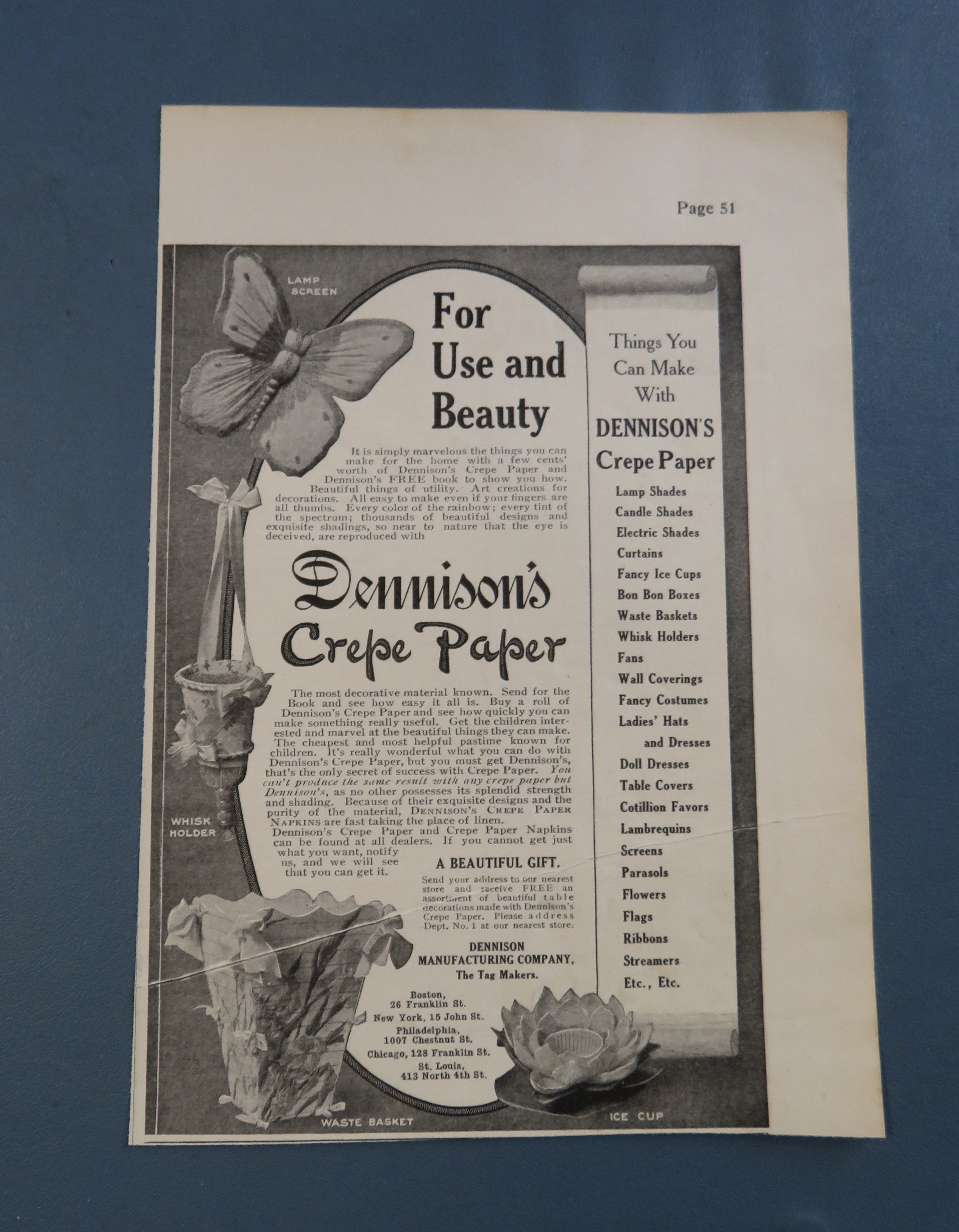 1905 Dennison's Crepe Paper with Lamp Screen & More