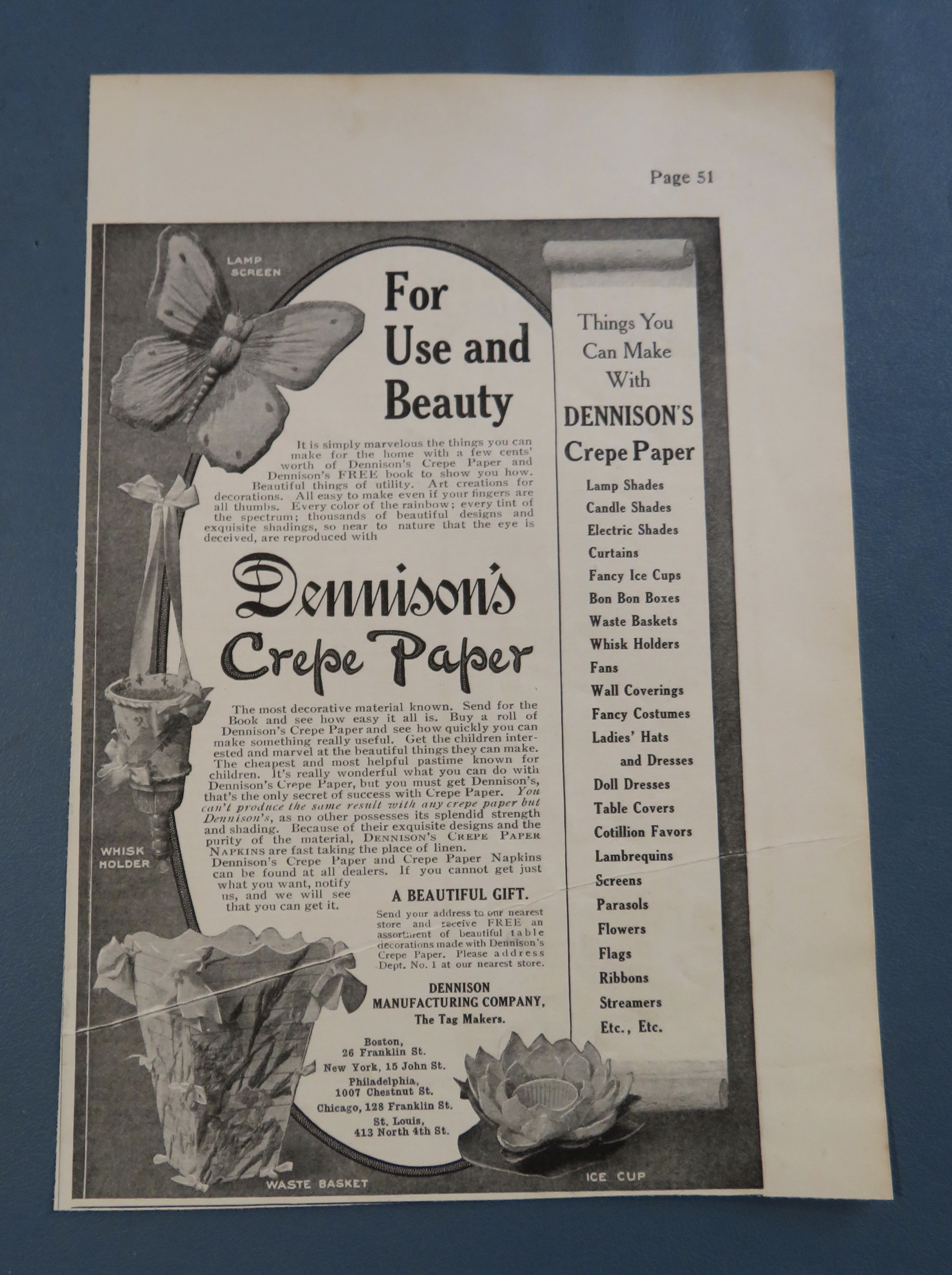 1905 Dennison's Crepe Paper with Lamp Screen & More