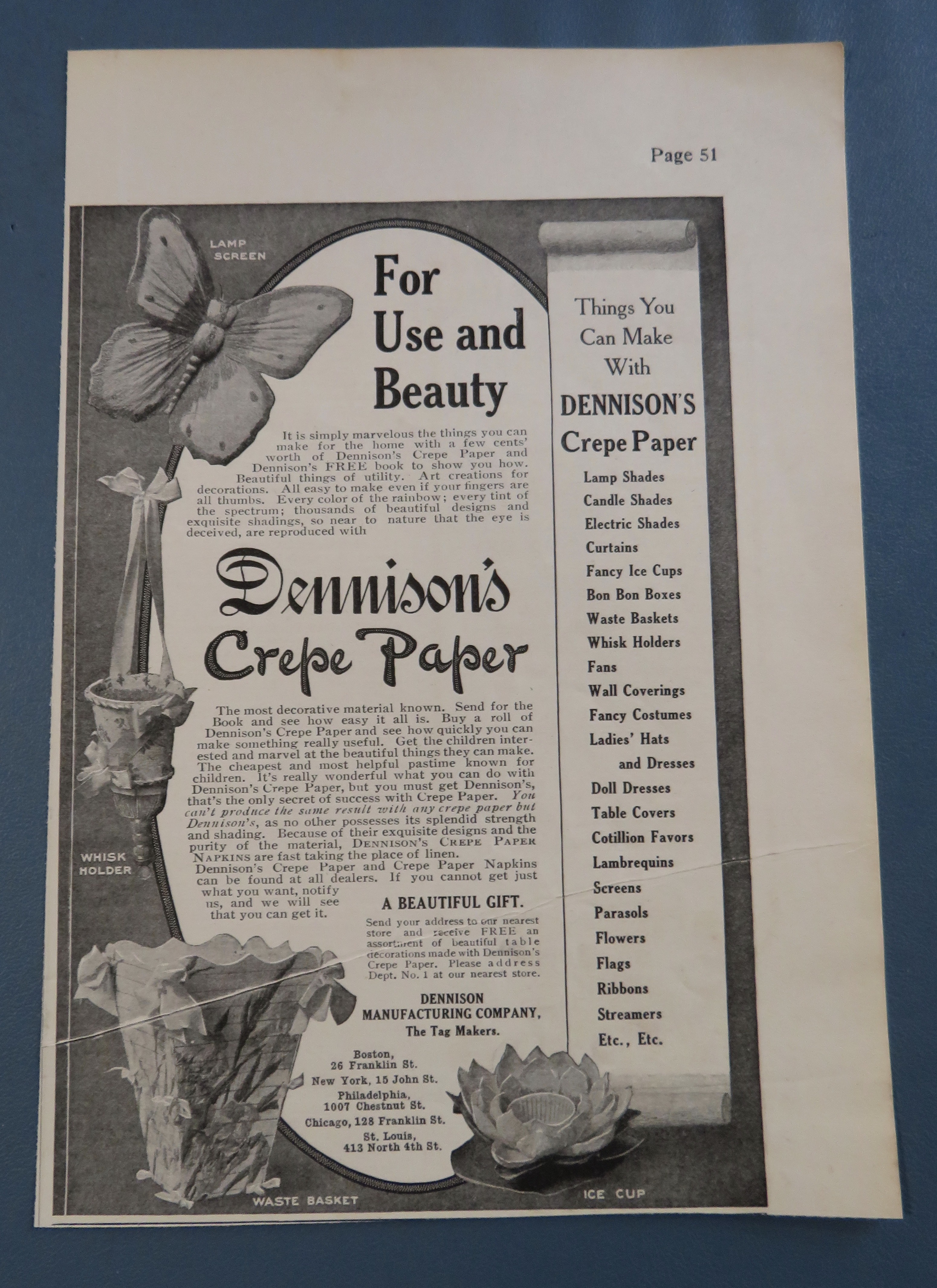 1905 Dennison's Crepe Paper with Lamp Screen & More