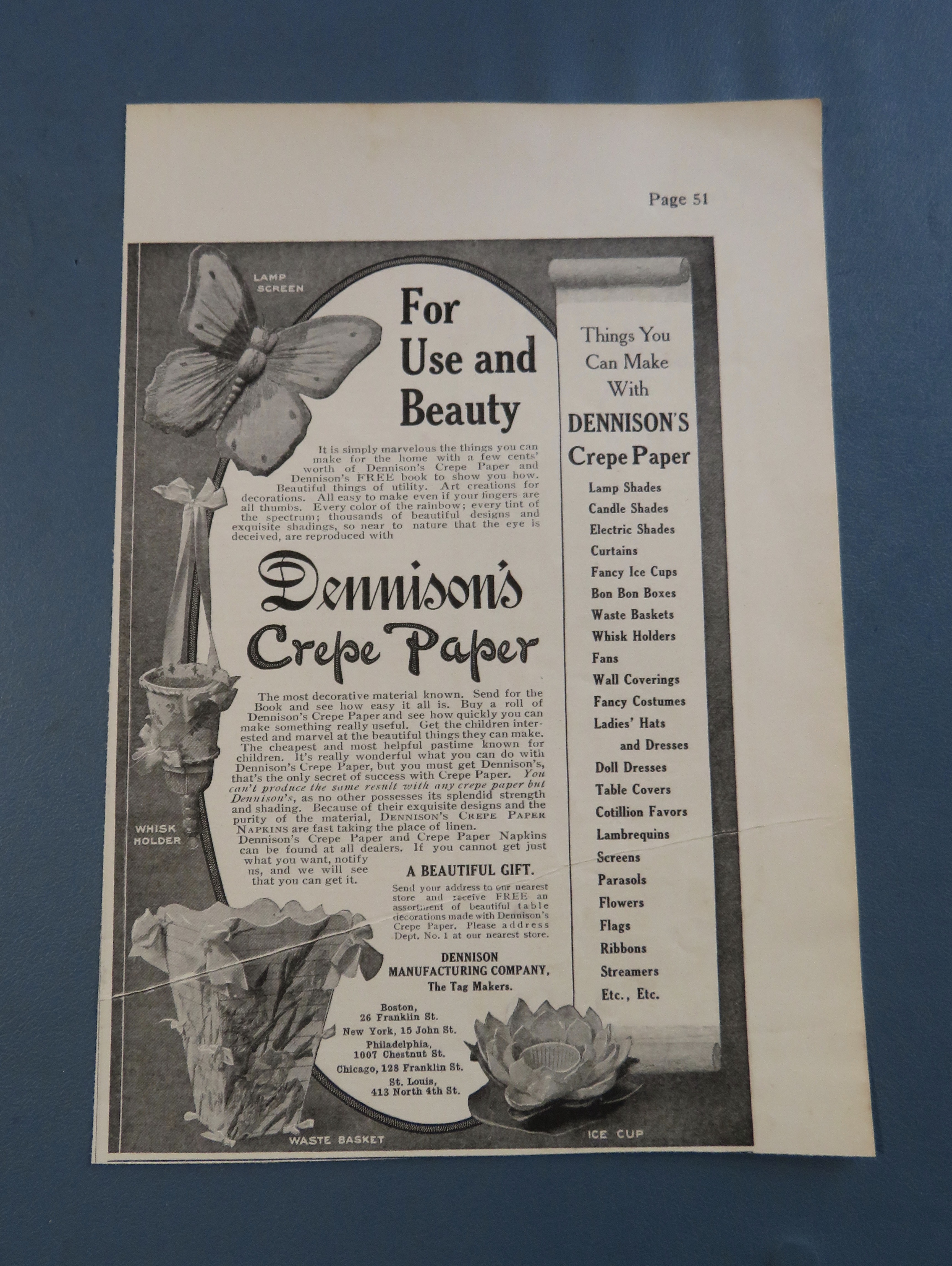 1905 Dennison's Crepe Paper with Lamp Screen & More
