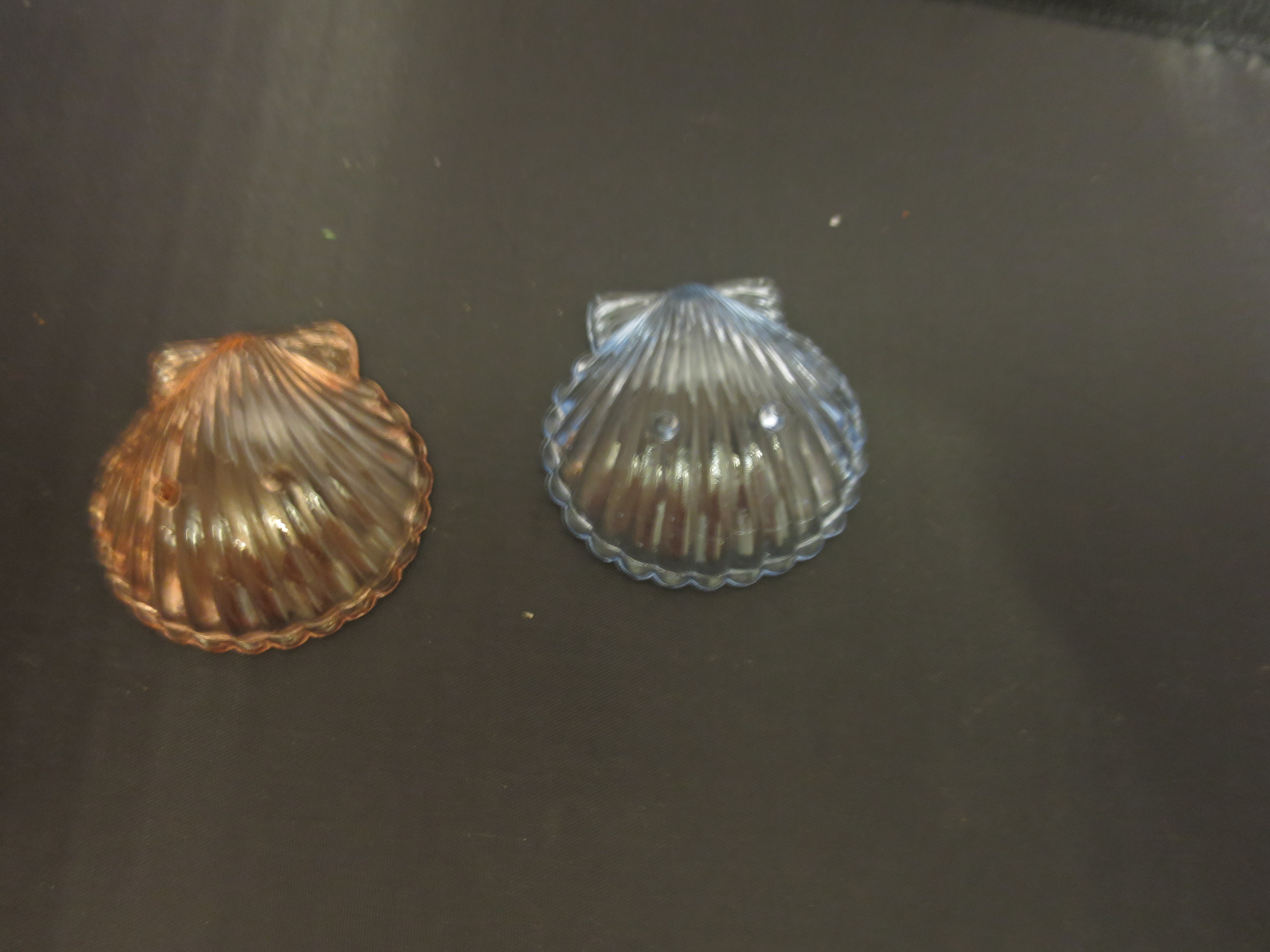 Clam Shell Salt Cellar Pair Aqua Blue and Pink
